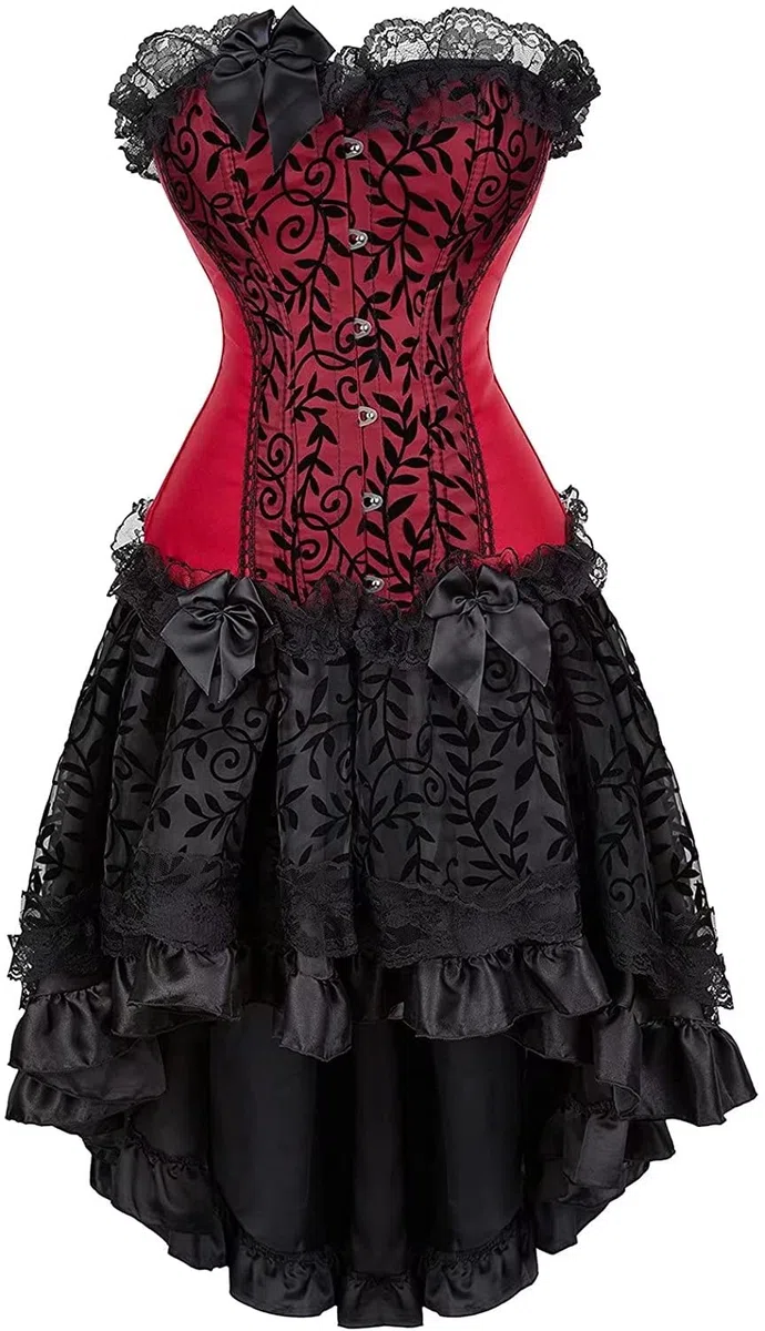 Josamogre Corset Jupe Bustier Robe Femmes Sexy Dentelle Floral Guêpière Grande Taille Halloweenn