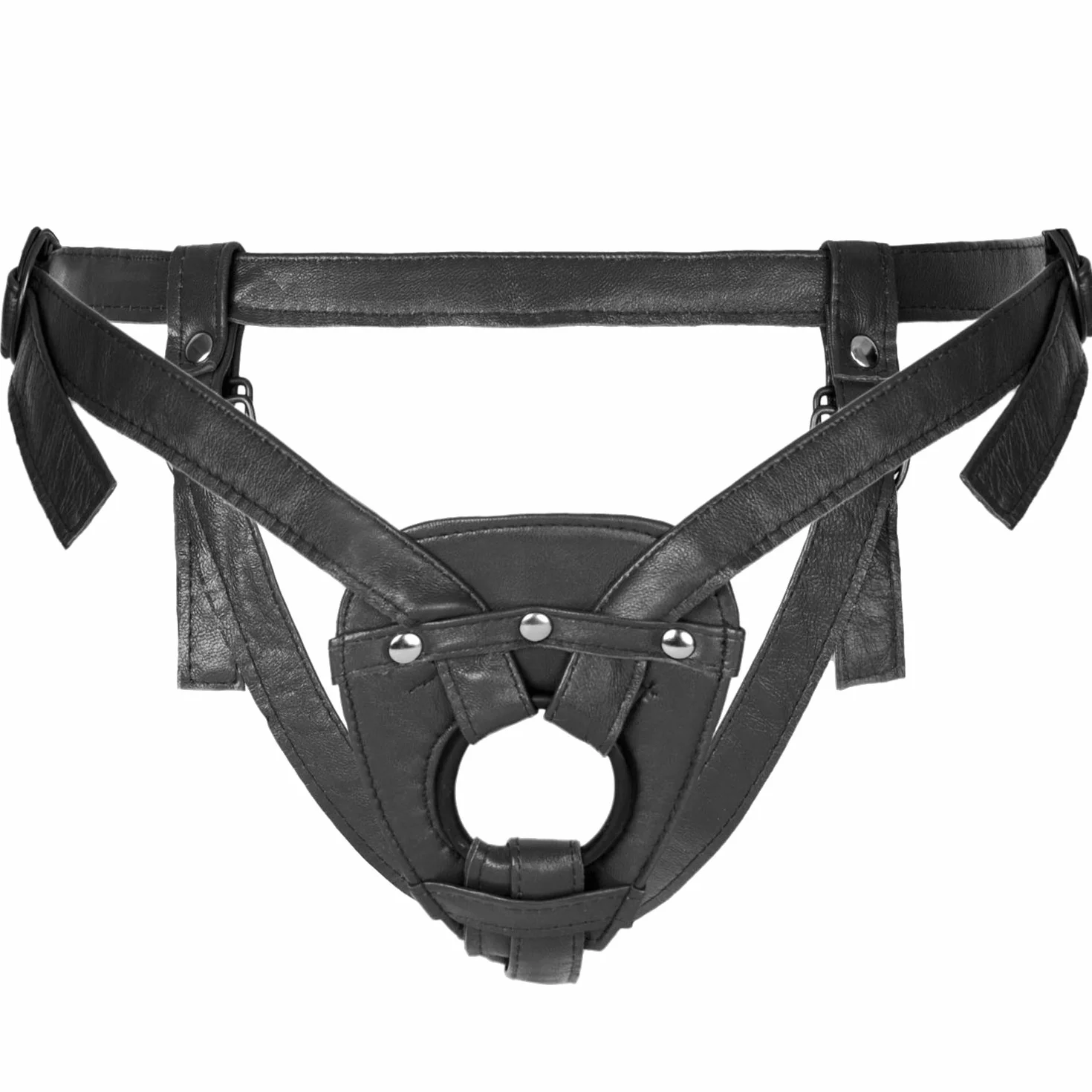 Sh! Godemichet double sangle : L (convient aux 42-44) Strapon Double Pleasure Set pour couples lesbiens : 2 godeaux, harnais, adaptateurs, lubrifiant et nettoyant
