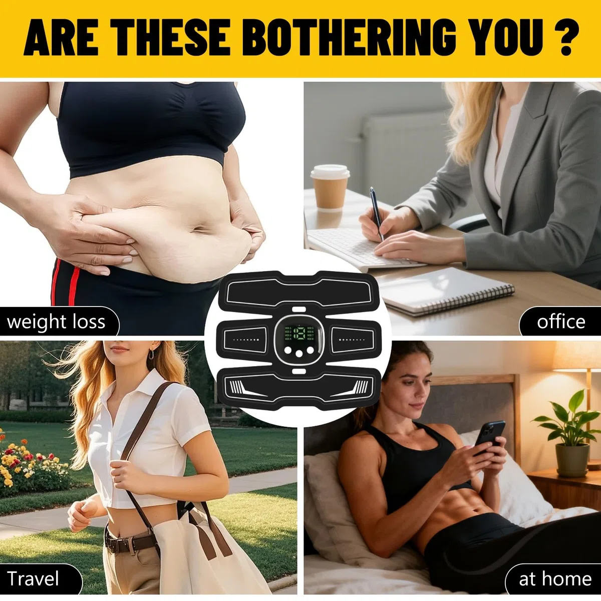 EMS entraîneur abdominal, entraîneur abdominal EMS, entraîneur abdominal 8 modes et 19 intensités pour abdominal, fitness intelligent, stimulation ciblée de la musculature abdominale