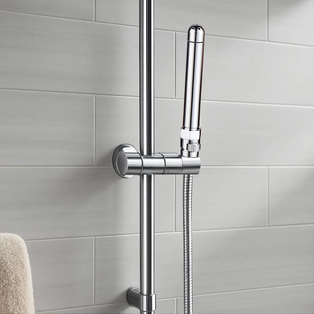 Ensemble de pommeau de douche en métal pour rinçage intestinal avec régulateur de débit – Système de douche unisexe pour les soins intimes pour homme et femme – Avec sac à main en velours comme