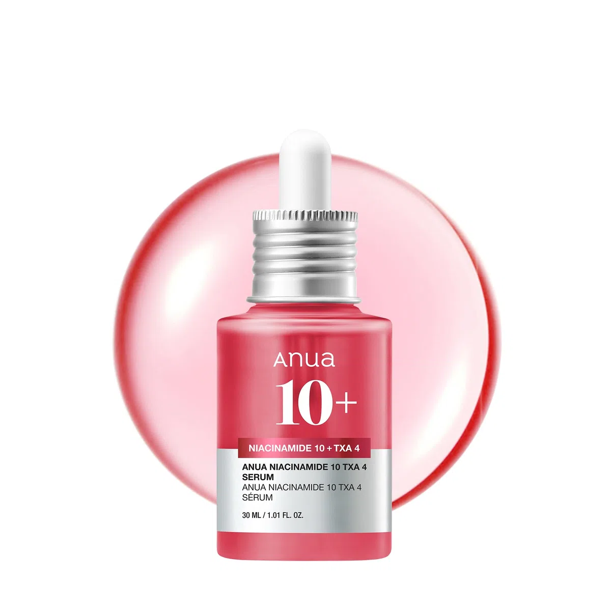 ANUA Sérum 10% niacinamide + 4% acide tranexamique, céramide, acide hyaluronique, vitamine B12, couleur naturelle, pour peaux sensibles, peau de verre coréenne, sans parfum (30 ml / 1,01 fl.oz.)