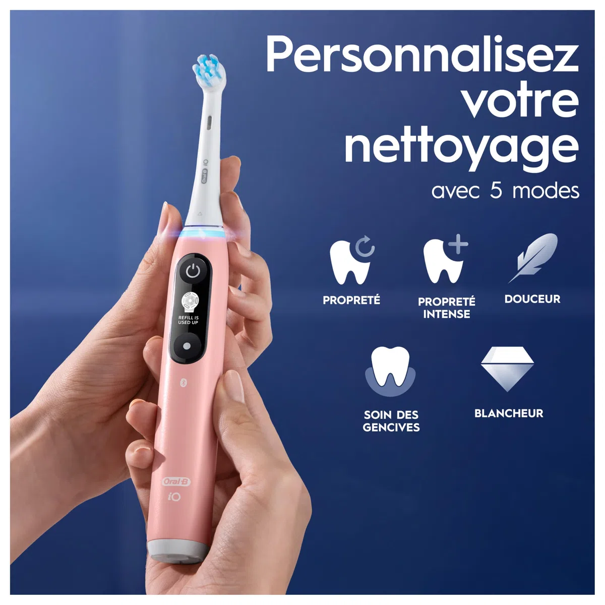 Oral-B iO 6 Duo Brosses A Dents Electrique Rose Et Blanche, 6 Modes De Nettoyage Avec Soin Des Gencives, Douceur, Blancheur, Conseils De Brossage, 3 Brossettes Oral B De Rechange, Chargeur