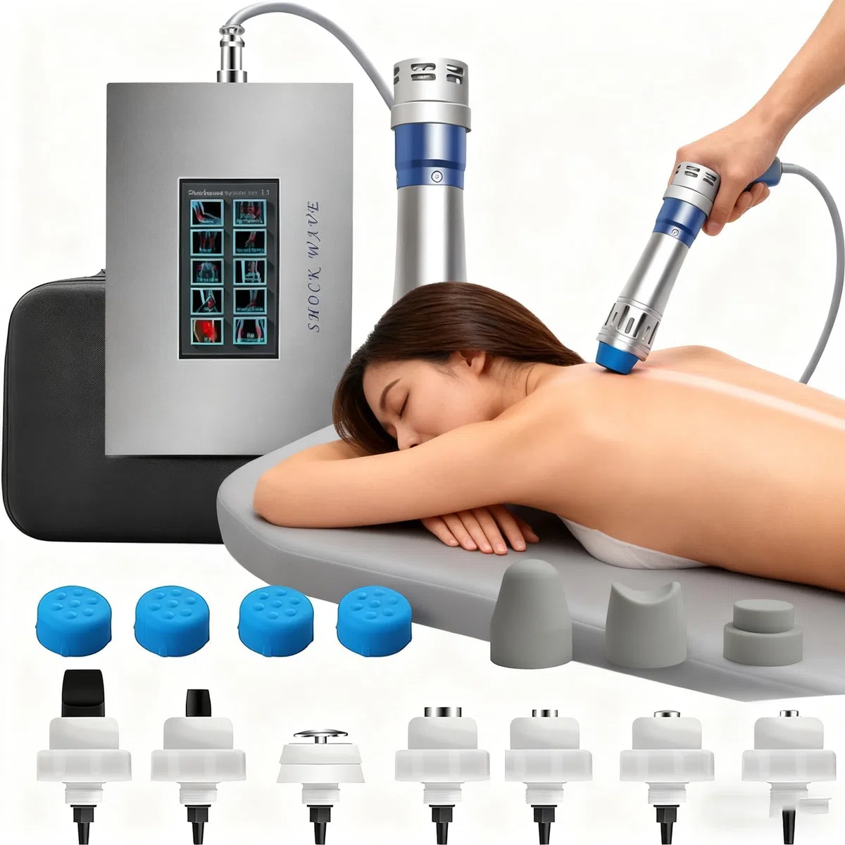 Appareil de thérapie par ondes de choc, appareil de thérapie par ondes de choc focalisées avec 7 têtes de massage, énergie réglable de 60 à 200 MJ, dites adieu aux problèmes de santé