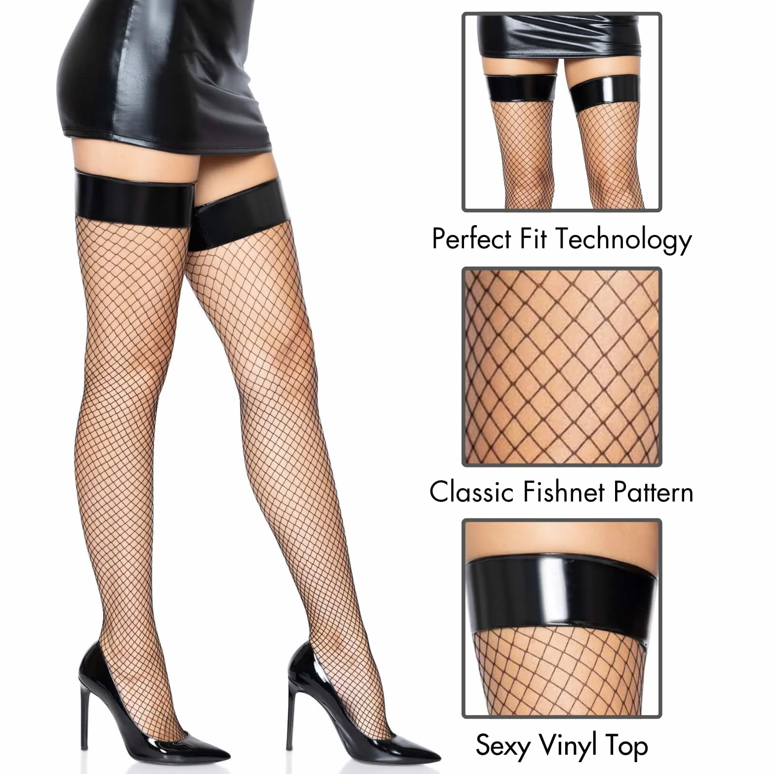 Leg Avenue Femme 829122001 Leg Avenue Cuisse Haut Opaque Blanc, Noir, Taille unique EU