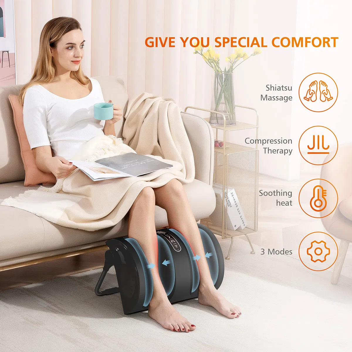 Snailax Appareil De Massage De Pieds Avec Chaleur, Masseur Pieds Shiatsu, Massage Par Pétrissage Pour Pieds/Mollets/Chevilles/Jambes, Améliorer Fatigue et Fasciite Plantaire,Cadeau Femme Homme Noël