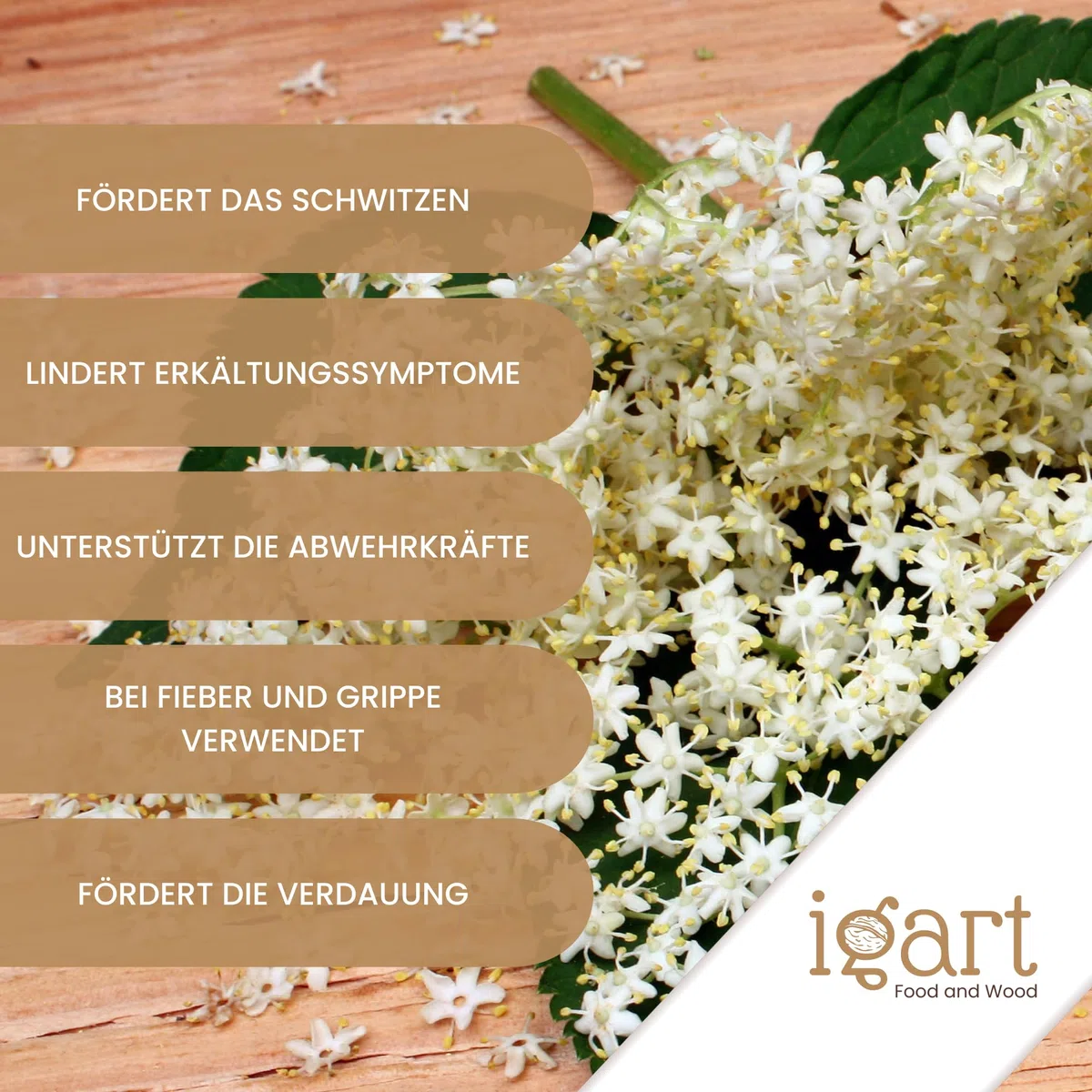IGART Fleurs de sureau Fleurs de sureau coupées 1000g 1kg | Sambucus nigra | Elder Flower | Elder Flower | pour infusion de fleurs de sureau | tisane