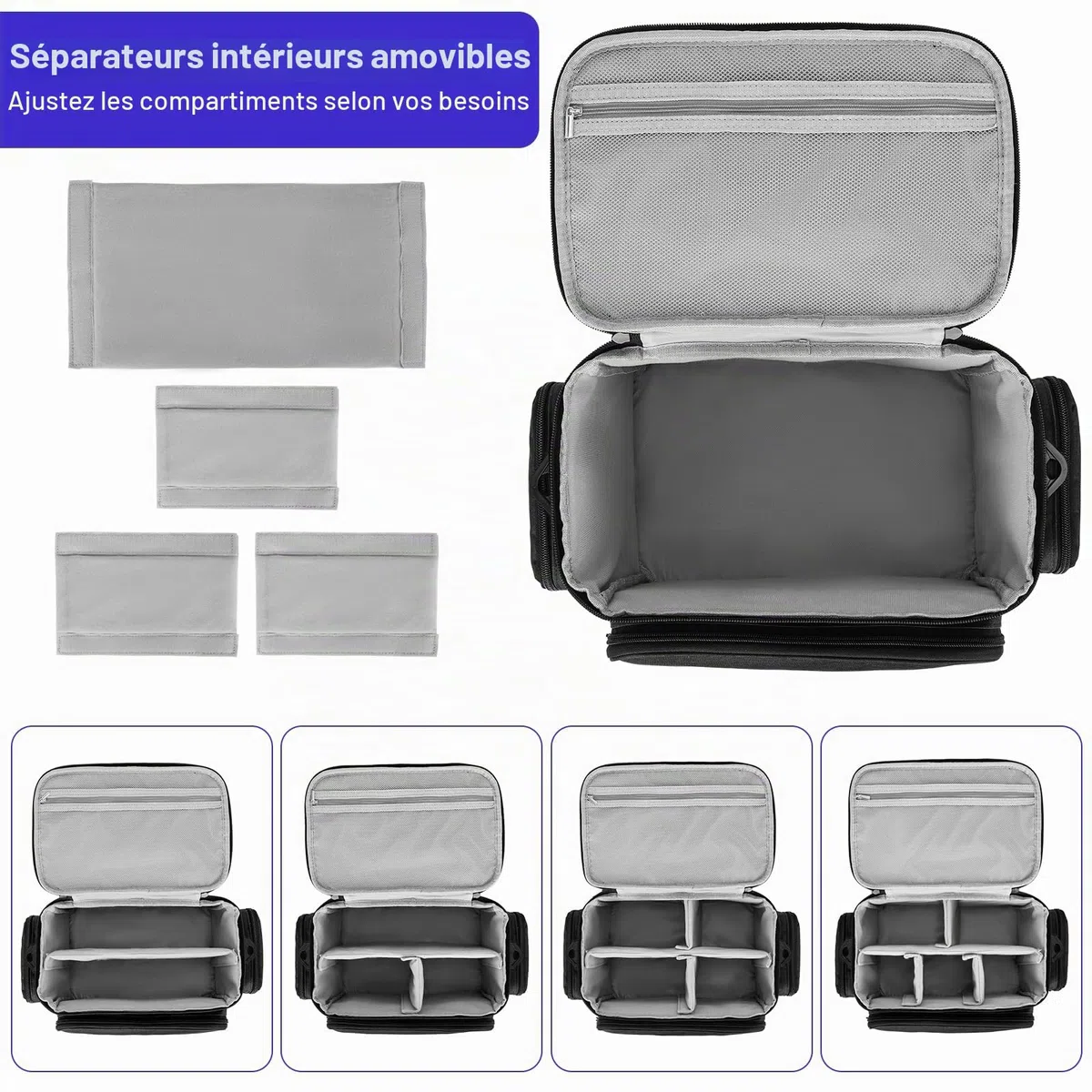 LEFOR·Z Sac Infirmiere Liberale,Malette Infirmiere Liberale avec Séparateur Amovible,Sac Medical Rangement pour étudiants en Soins Infirmiers,Thérapeutes,Médecins,Noir