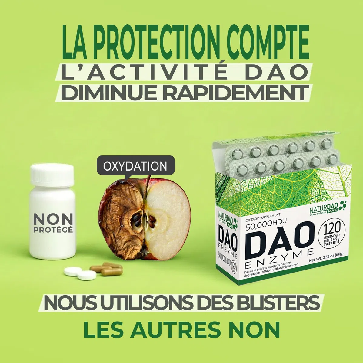 MAX complément d’enzyme DAO - 120 comprimés – dosage ajustable, libération prolongée