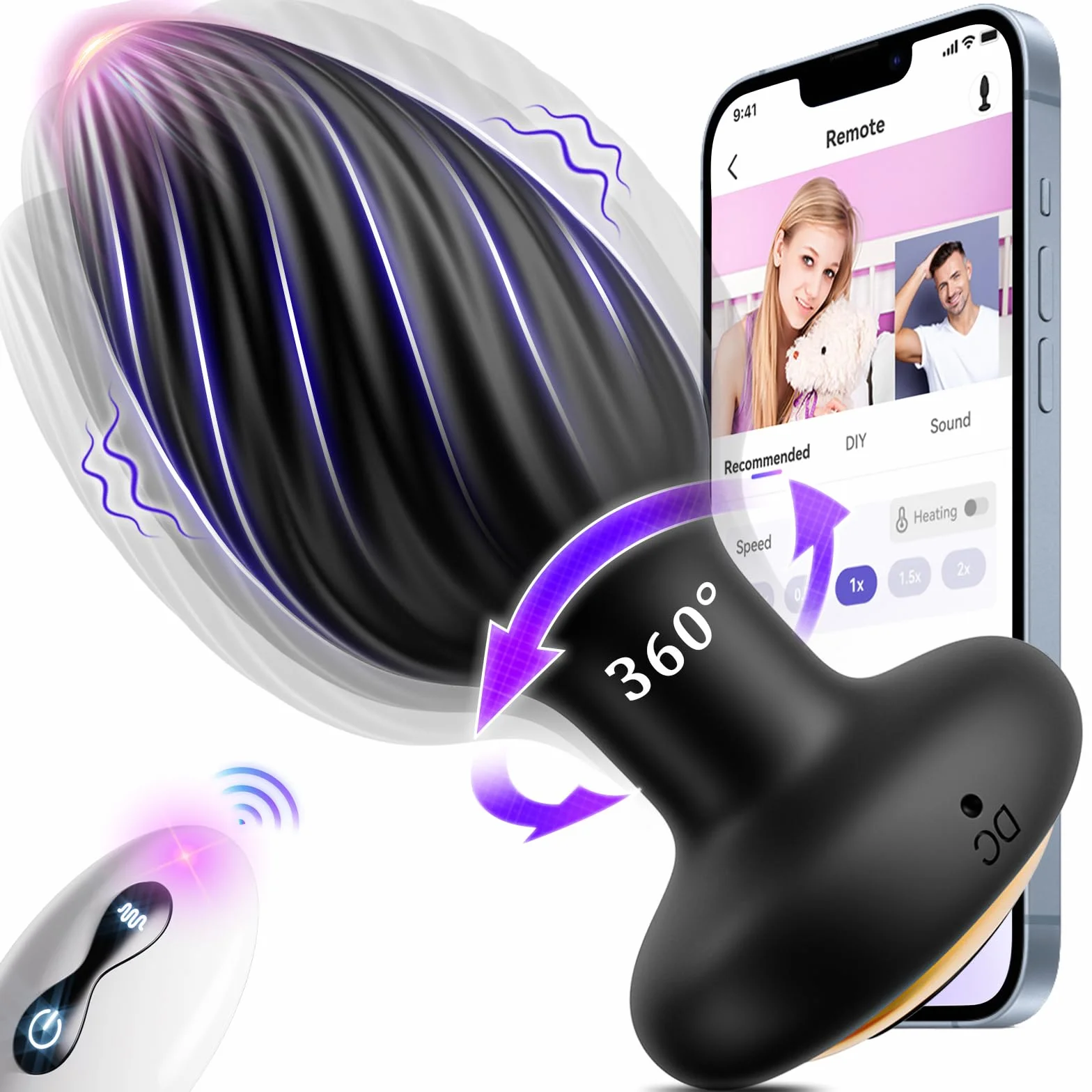 Plug Anal Gode Homme Pour Anus, Plug Femme Débutante Sex Toys avec 7 Modes de Rotation et 7 Modes de Vibration, Plug Anale,Prostate Homme Jouet Sexualité Couple, Plugs Anals Sex Toýs Perles Anales