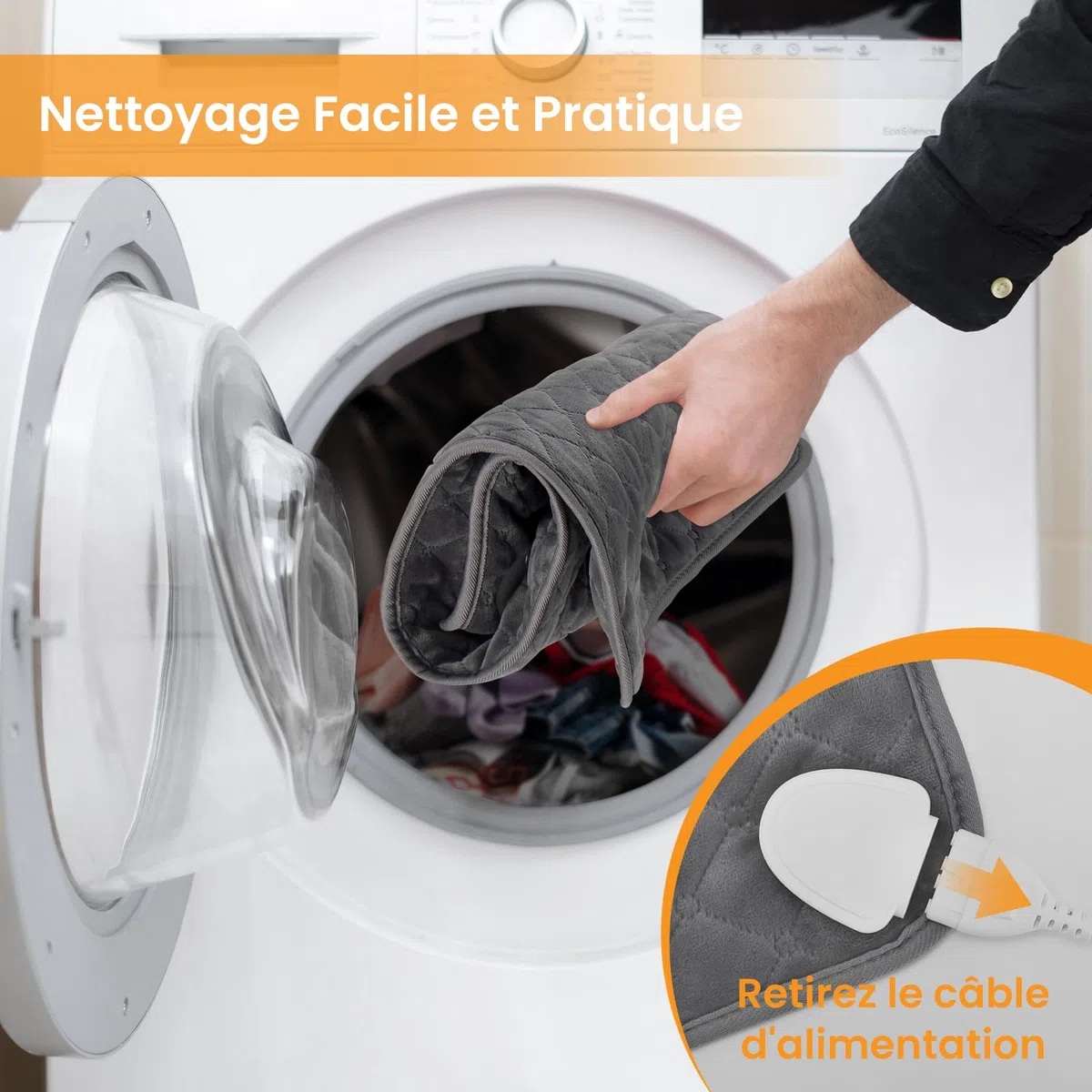 Coussin Chauffant Électrique 40x80cm avec Arrêt Automatique et 6 Niveaux de Température, pour le Dos, la Cervicales et les Épaules, Lavable en Machine, Le Cadeau Réconfortant pour Parents ou Épouse