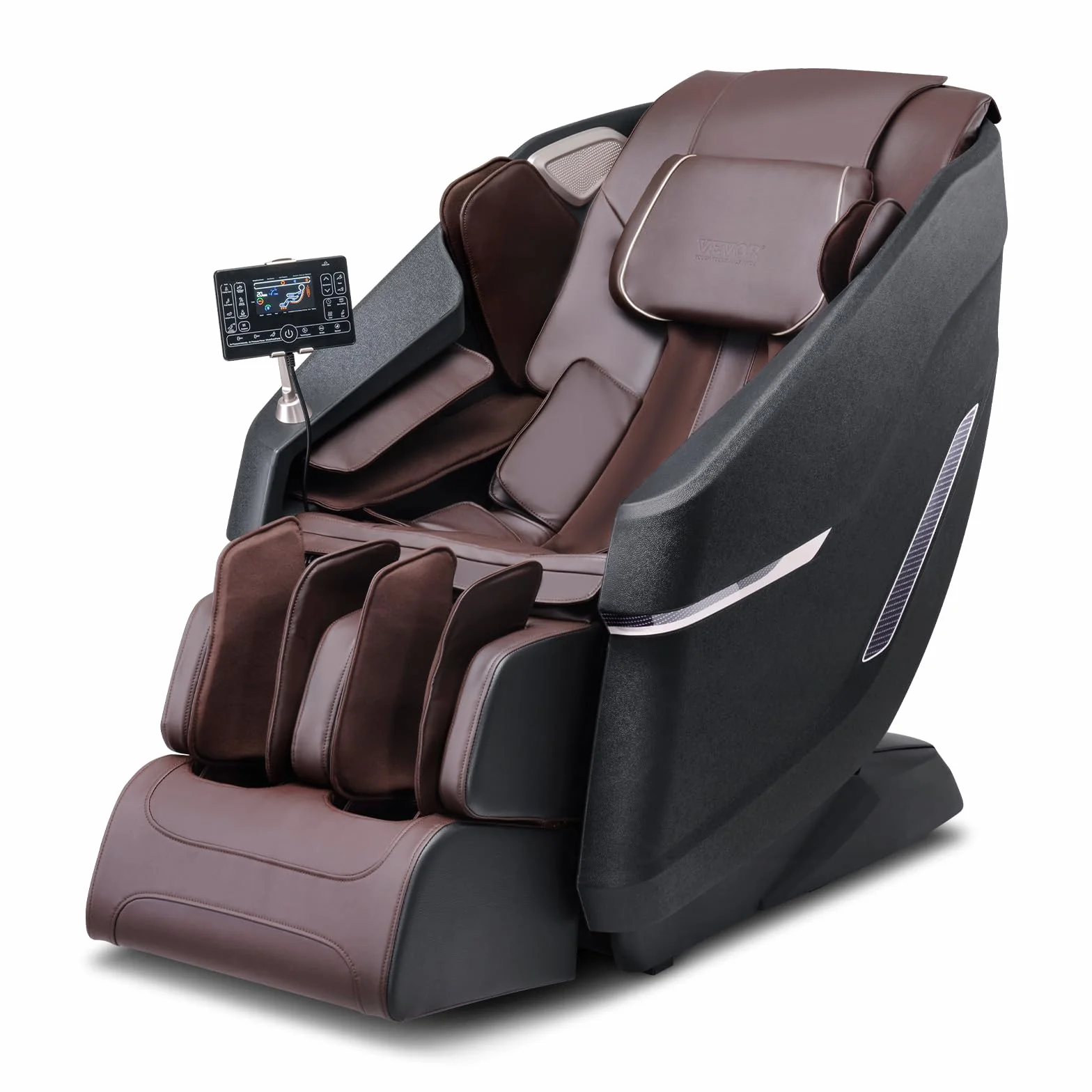 VEVOR Fauteuil de Massage avec Piste SL Flexible, Masseur Shiatsu 3D Complet du Corps, Zéro Gravité, 10 à 18 Modes Automatiques, Chauffage, Haut-Parleur Bluetooth, Coussin d’Air, et Écran Tactile