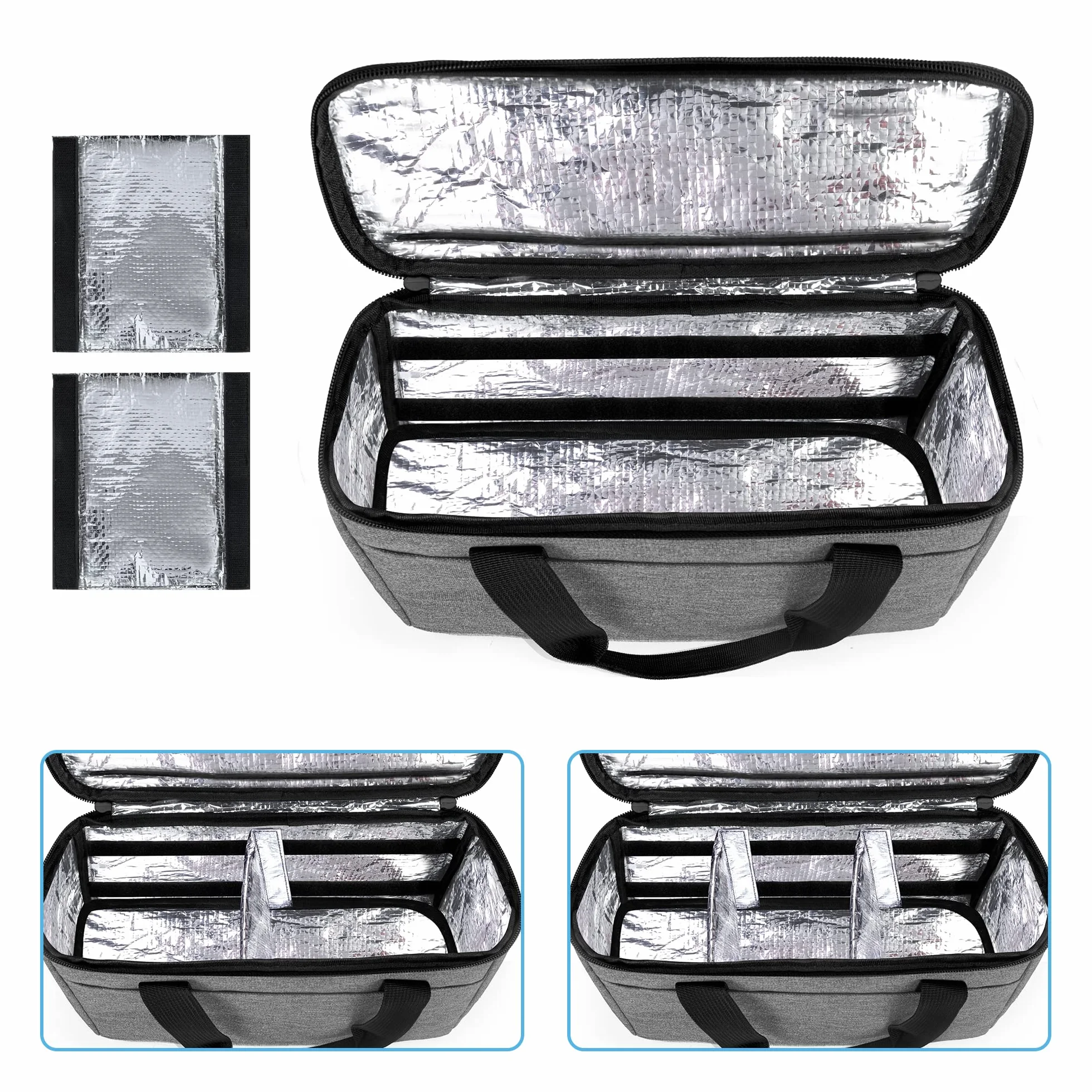 Trunab Petit Sac Médical Isolé avec Séparateurs Réglables, Sac Isotherme Résistant à l'eau pour Insuline, Suppléments ou Fournitures Médicales et Diabétiques (Gris) - Design Breveté