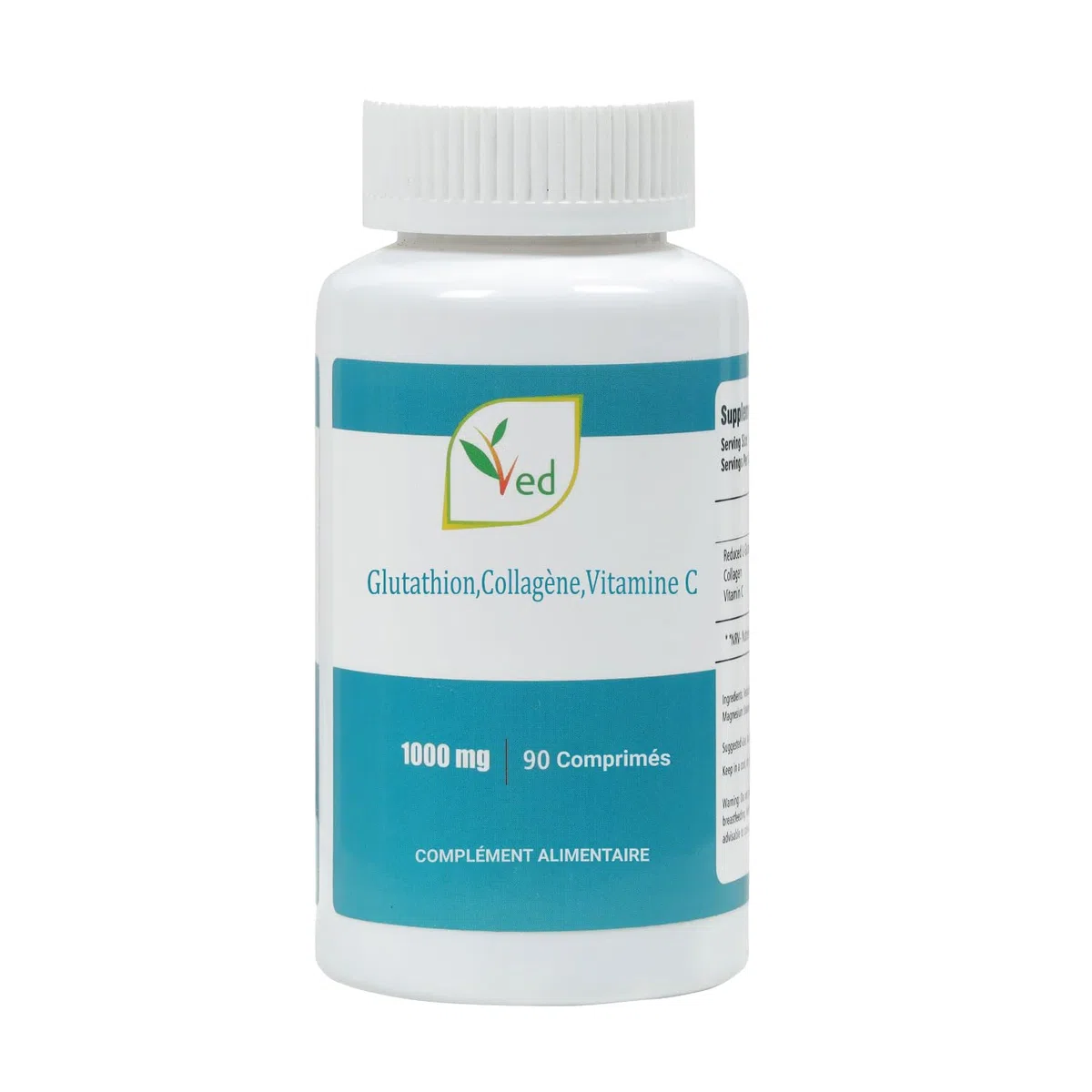 VED L-Glutathion réduit, Collage, Comprimés de vitamine C | 1000 mg x 90 comprimés