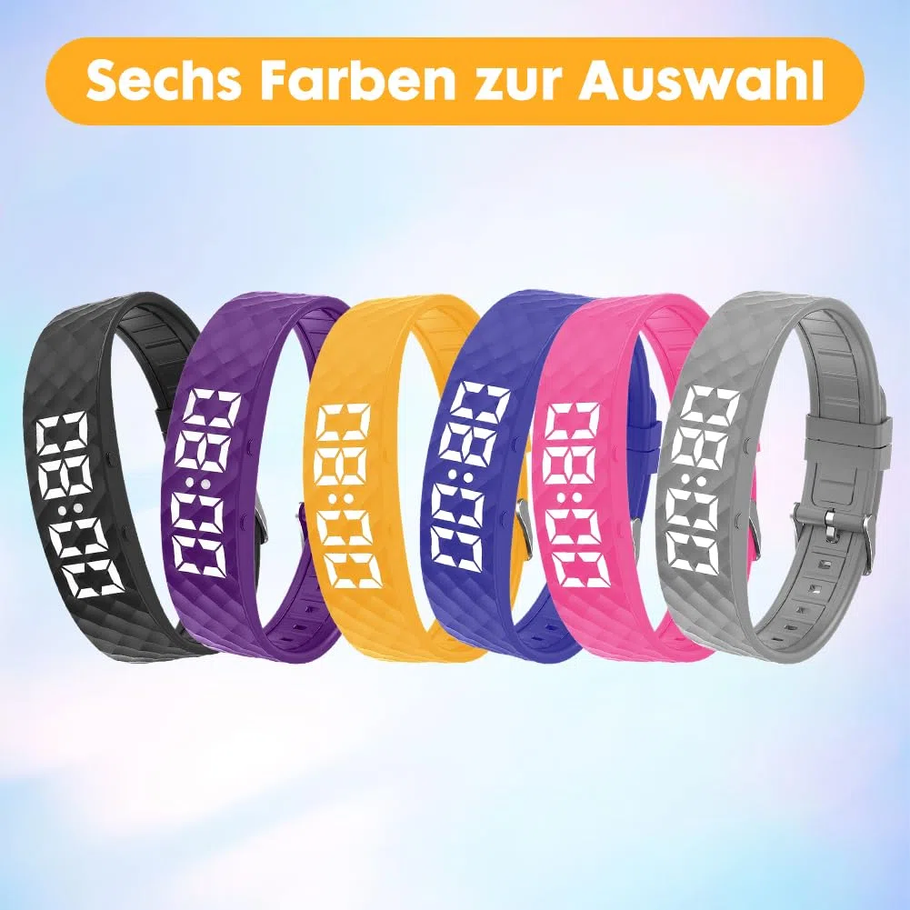 CEWROM Montre de rappel vibrante - Bracelet vibrant - Alarme vibrante silencieuse avec minuterie et 8 alarmes quotidiennes - Rappel de boisson pour personnes âgées - Réveil médicamenteux (violet)