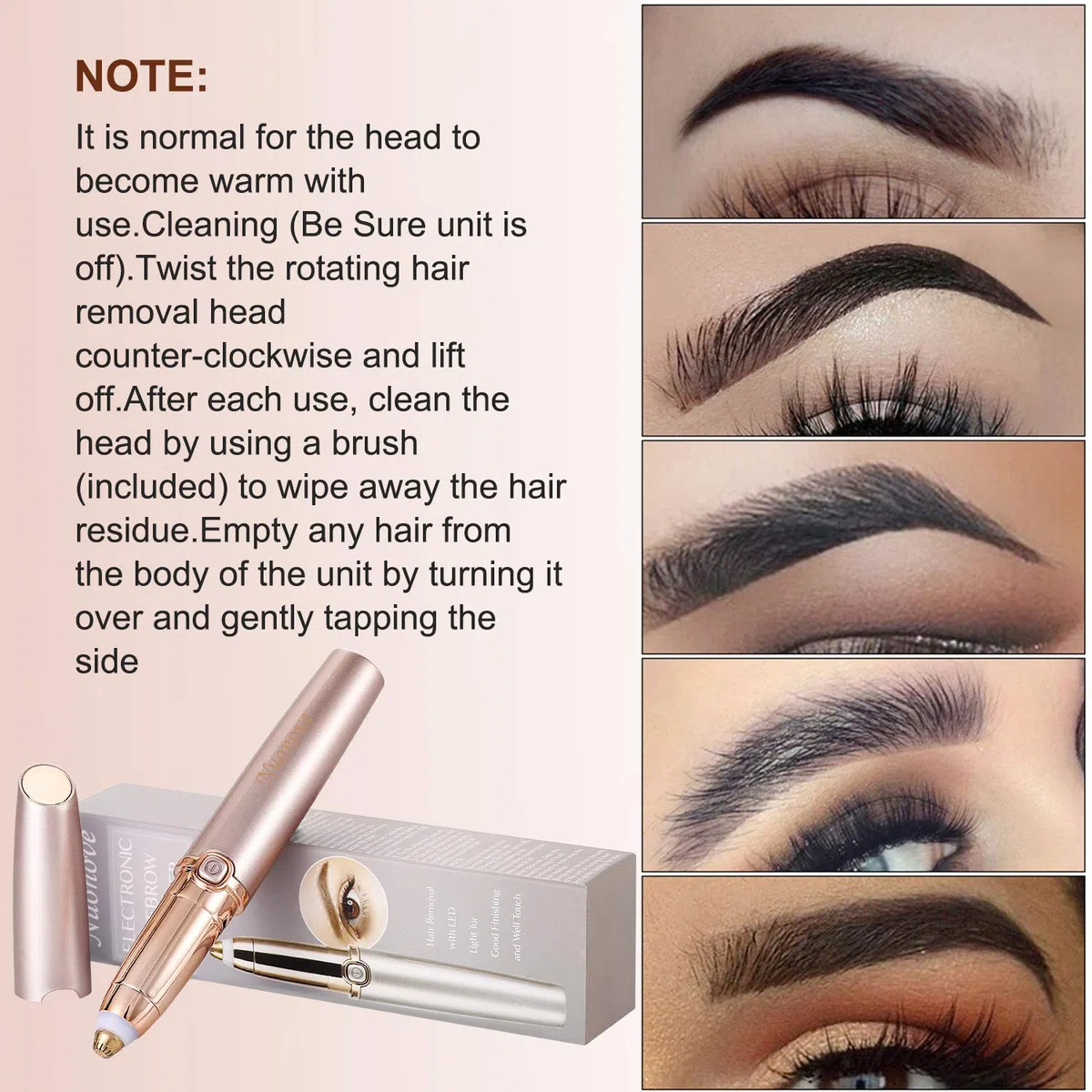 Epilateur Sourcil, Eyebrow Trimmer, Épilateur Sourcils, Rasoir Sourcil Femme, Epilation Visage Tondeuse Femme,Epilateur Visage Construit en Lumière, Cheveux D'épilation doux