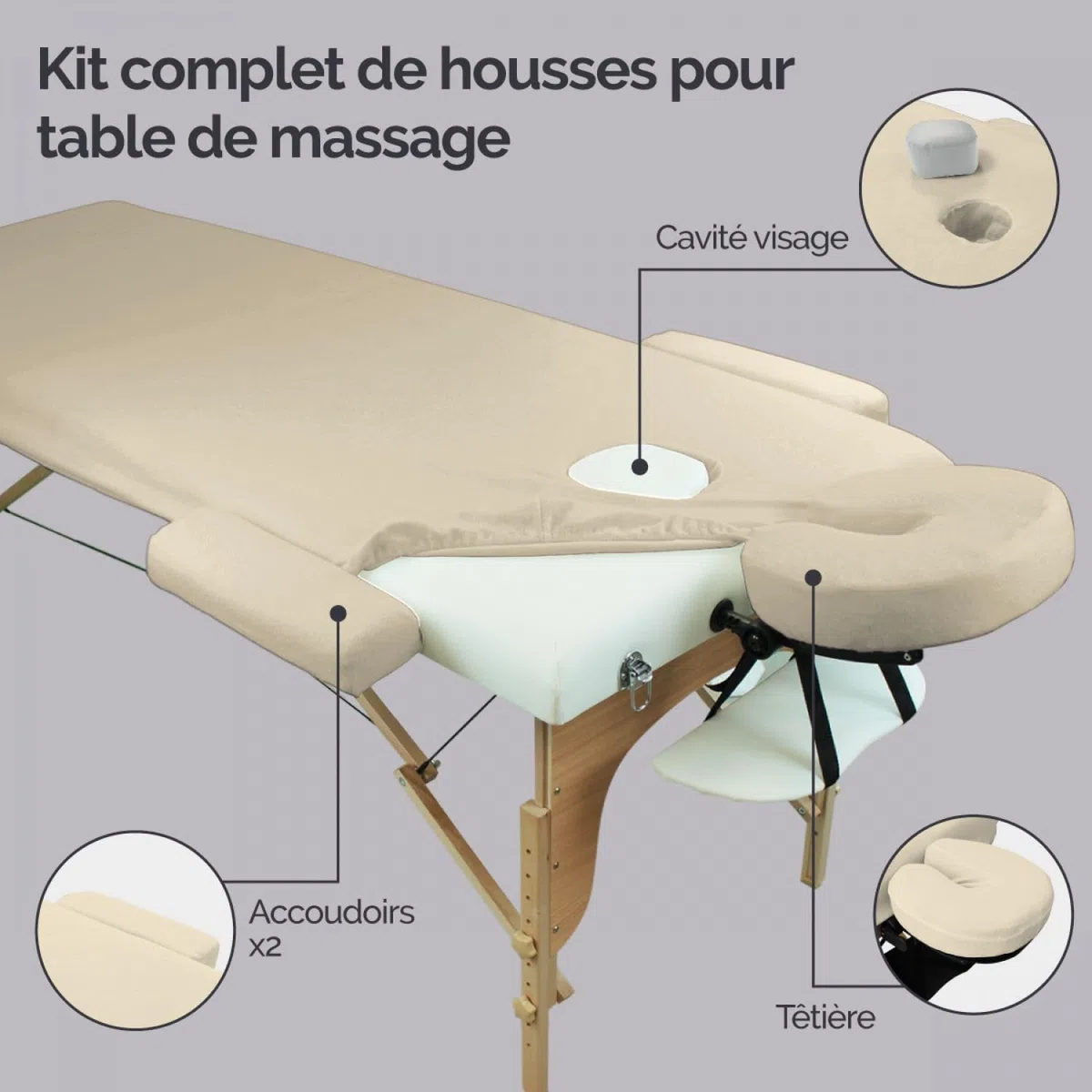 Vivezen - Kit complet de housses pour table de massage - Éponge- Plusieurs coloris