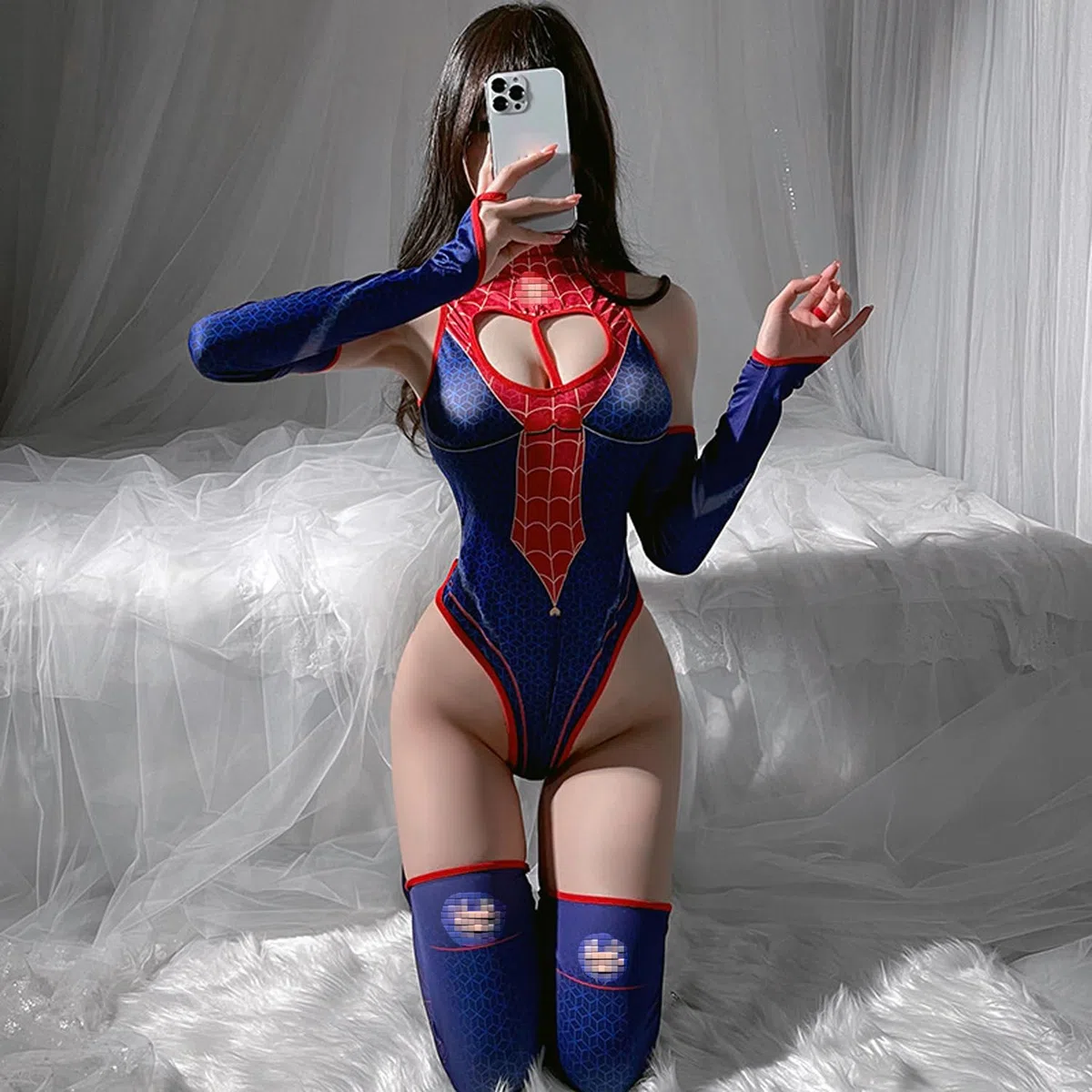 SINGUYUN Ensemble de lingerie moulant une pièce de super-héros pour femme