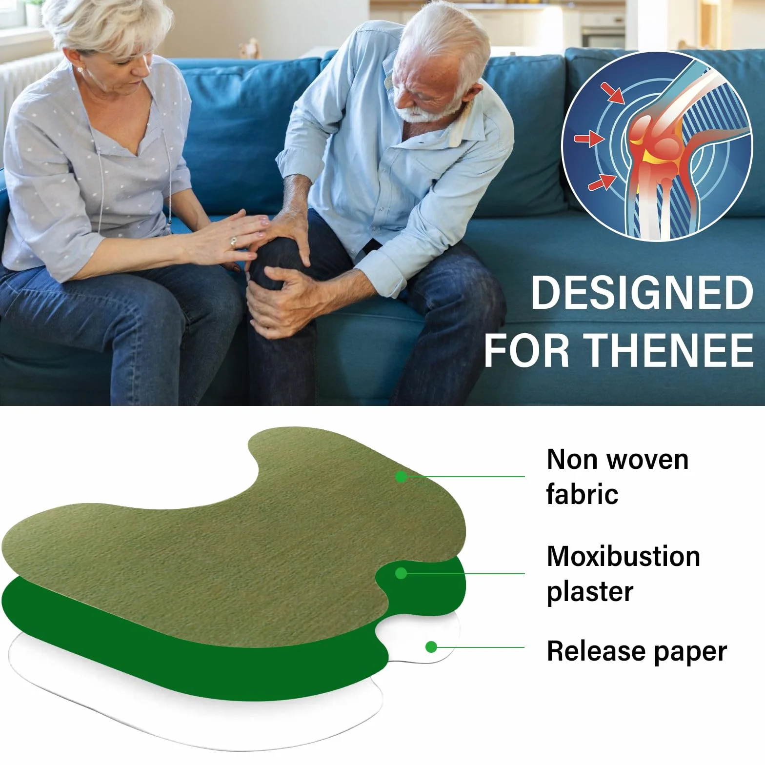 Patch Anti douleur Genoux: 96 Pièces Chauffant Dos, Absinthe, Knee Pain Relief, Patch Chauffant pour Genoux