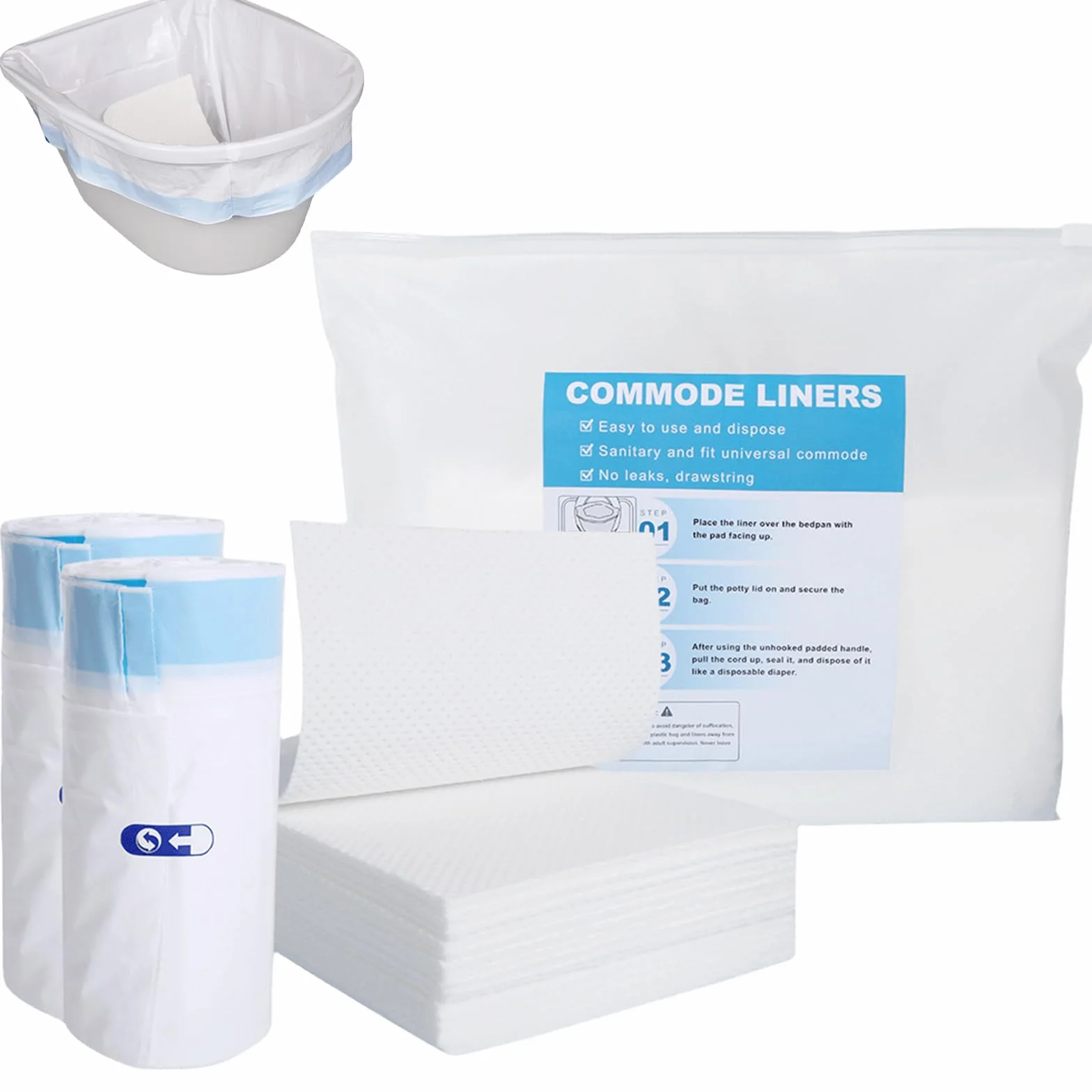 Lot de 40 sacs de toilette jetables avec coussinets absorbants - Idéal pour les toilettes pour chaise percée