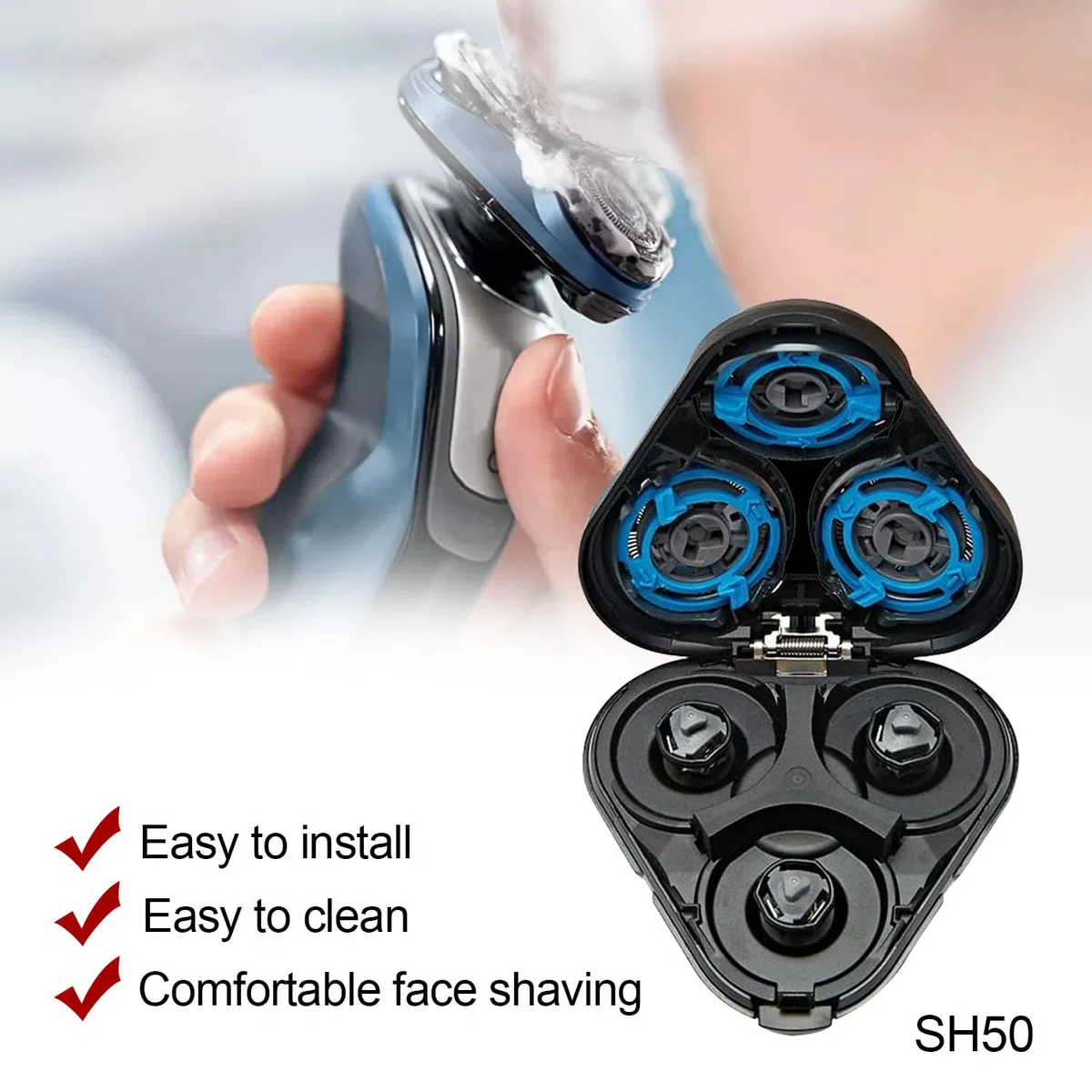 Wone Tête de rasoir de rechange complète pour Philips Norel*o Series 5000 têtes de rasoir, SH50/50, ne convient pas pour S588X/XX