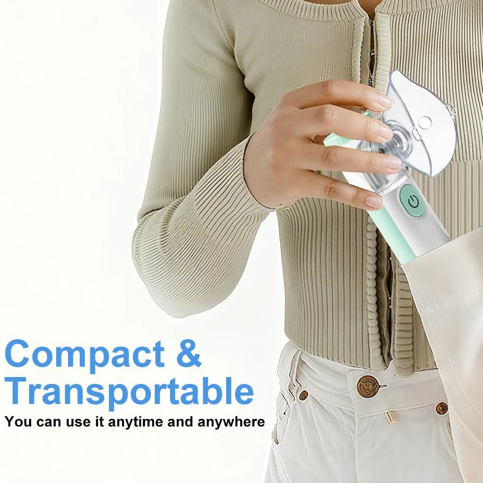Nebulisateur Inhalateur Pour Enfants, Nebulisateur Portable Rechargeable pour Adultes et Enfants, Inhalateur Silencieux pour Enfants avec 2 Masques et Embout Buccal, pour Usage Domestique et en Voyage