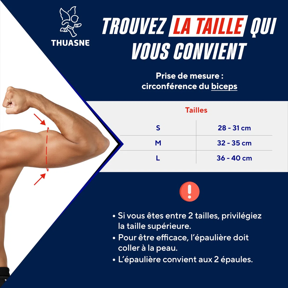 Thuasne Sport - Épaulière Néoprène - Traumatismes, États Inflammatoires, Luxation - Tissu Élastique, Coutures Plates