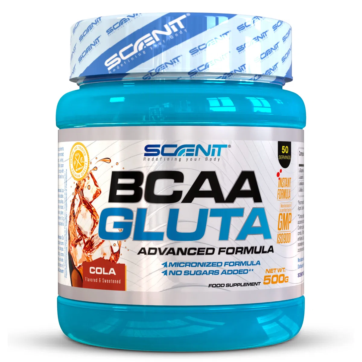 BCAA Poudre - BCAA GLUTA - 500 g - Bcaa Glutamine - L Glutamine - BCAA - BCAA 2.1.1 - BCAA en poudre, Acide aminé, amino acids - Leucine, Valine, Isoleucine - acides aminés, glutamine poudre (Cola)