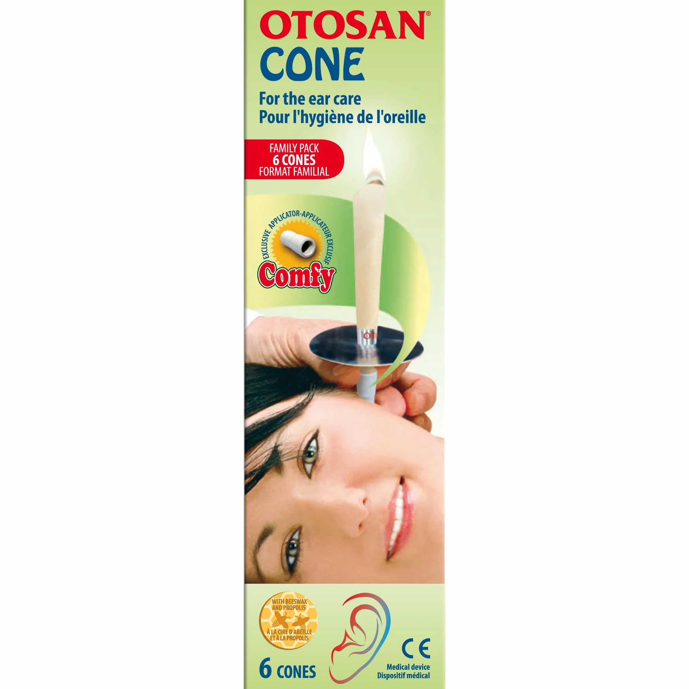 Otosan Bougie Auriculaire – Pour l'Hygiène de l'Oreille, Elimine le Cérumen – Cire d'Abeille et Propolis – Confortable, Sûr Avec Applicateur Comfy – Dispositif Médical Certifié CE – 6 Bougies