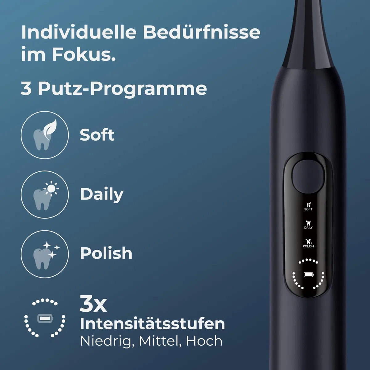 P1 Pro Brosse à dents électrique, sonique, avec capteur de pression pour un brossage sûr, batterie de 60 jours, Midnight Blue