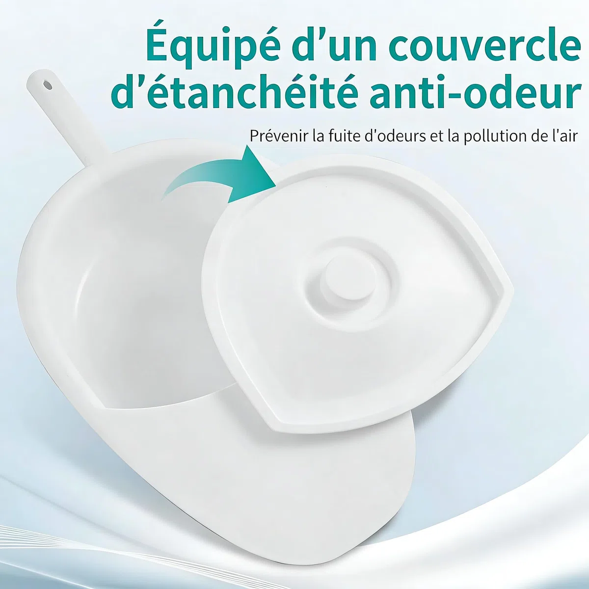 Bassin de lit plastique pour adultes, personnes âgées et hôpitaux - Pot de toilette portable avec couvercle et poignée anti-odeur