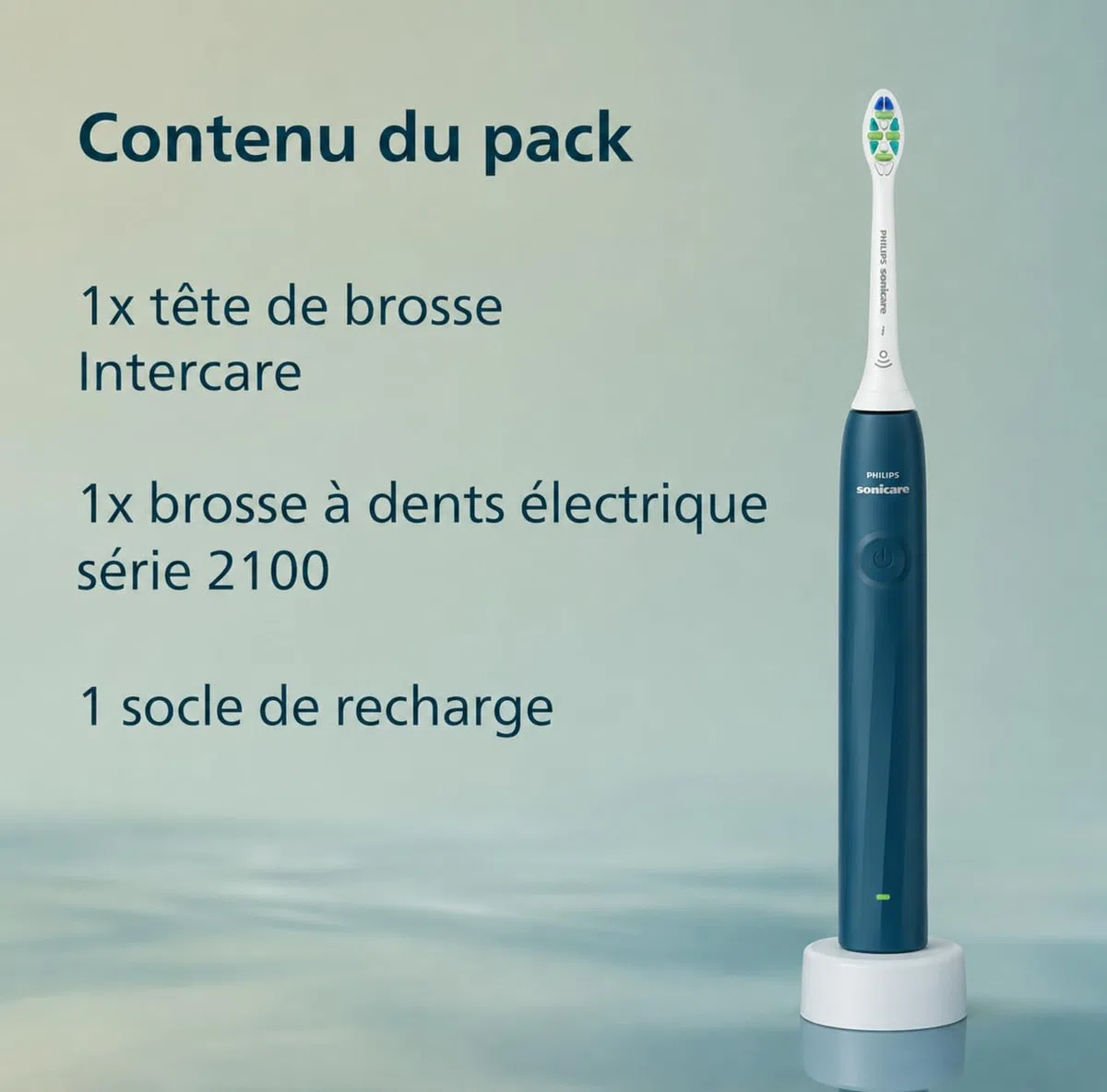Philips Sonicare Série 2100 - Brosse à Dents Électrique Sonique, Élimine 3x plus de plaque, Capteur de pression, SmarTimer & QuadPacer, Bleu Cobalt (HX4021/04) (Bleu Marine)