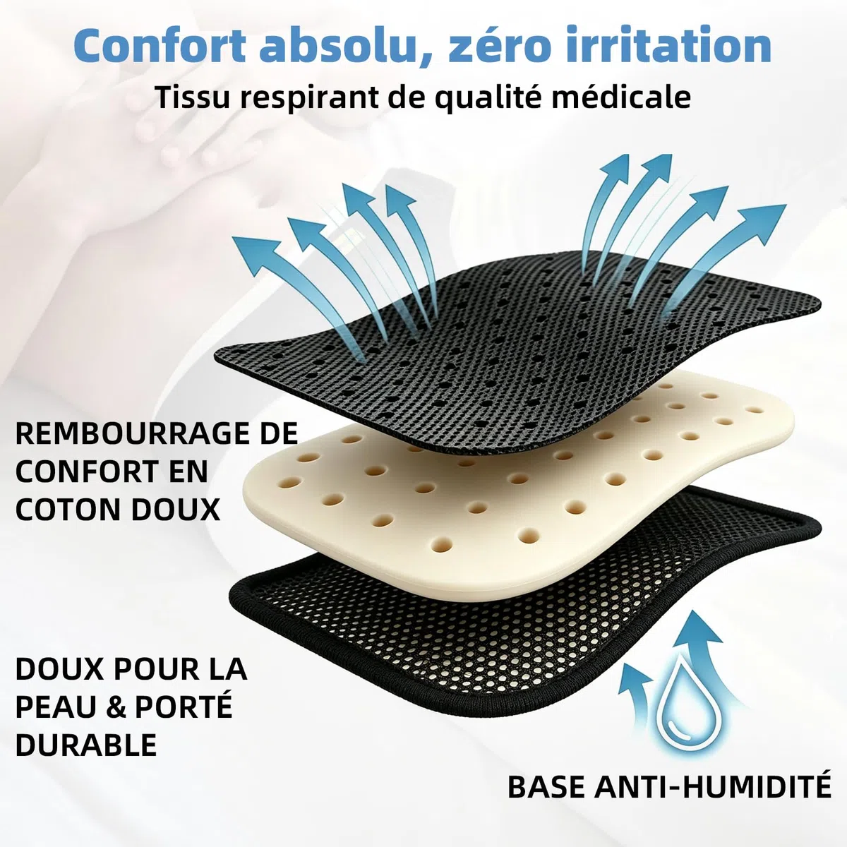 Tenbon Ceinture herniaire pour homme et femme Ceinture herniaire réglable flexible Soutien herniaire Soulagement de la douleur avec coussinets de compression amovibles Hernie (Black, M)