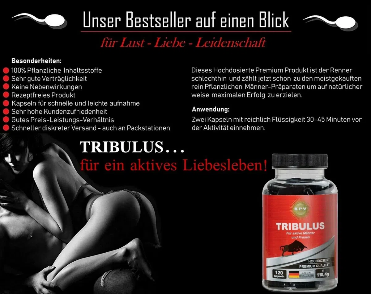 B.P.V Tribulus 120 capsules – Hautement dosé 775,0 mg par capsule – Booster d'entraînement – Idéal pour les sportifs et les hommes actifs – Pour le plaisir – Amour – Passion et plus encore