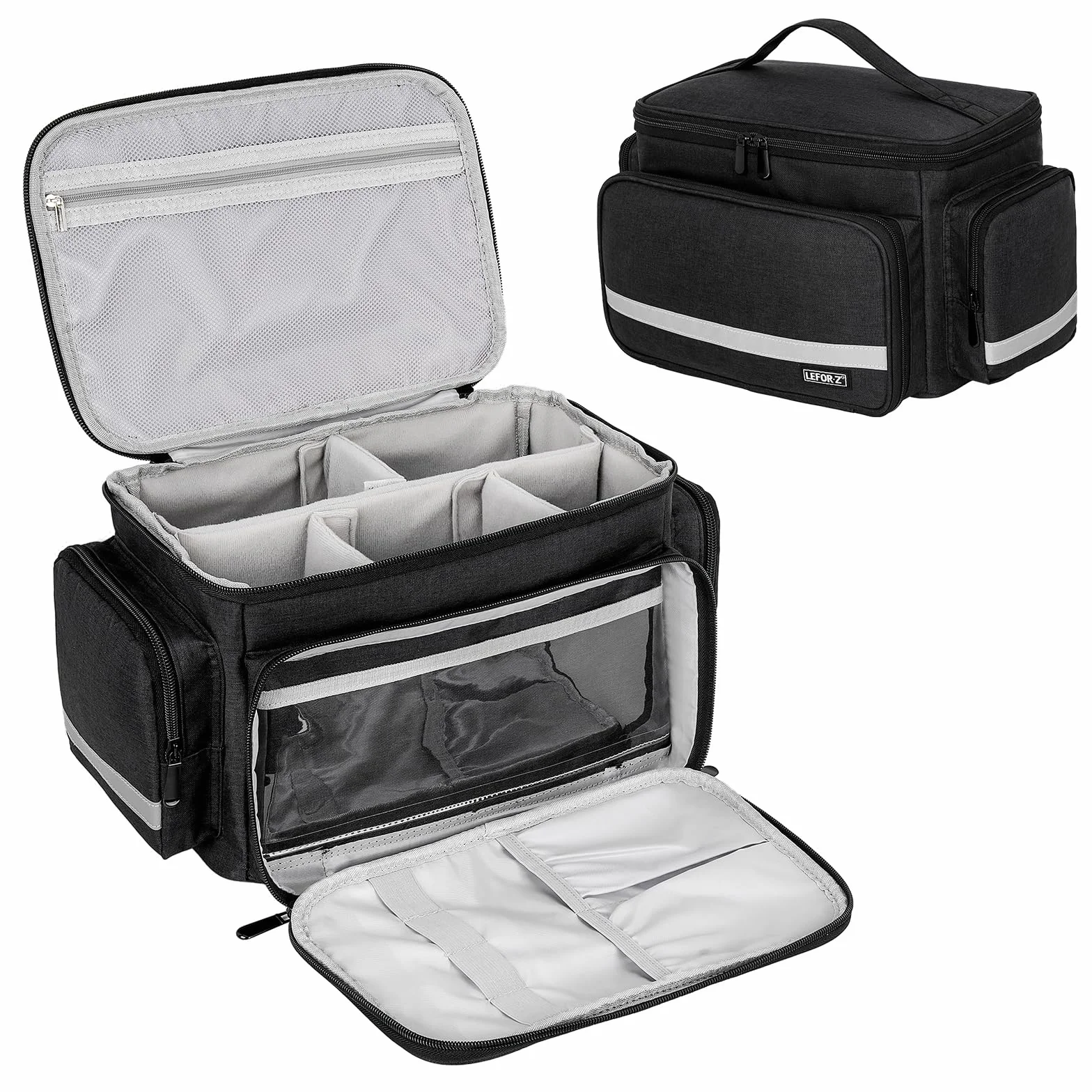 LEFOR·Z Sac Infirmiere Liberale,Malette Infirmiere Liberale avec Séparateur Amovible,Sac Medical Rangement pour étudiants en Soins Infirmiers,Thérapeutes,Médecins,Noir