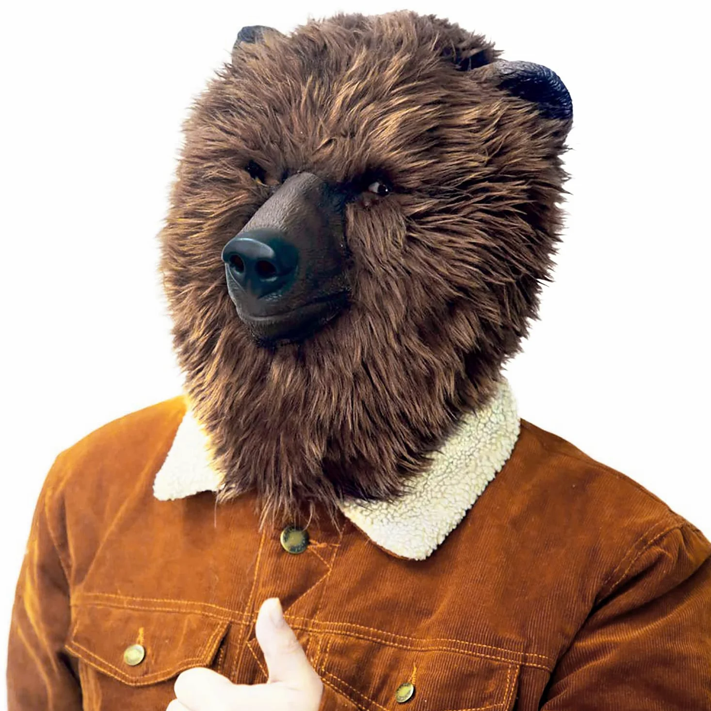 Masque d'ours en peluche marron pour Halloween, carnaval, fête masquée, carnaval, défilé d'animaux, masque en latex