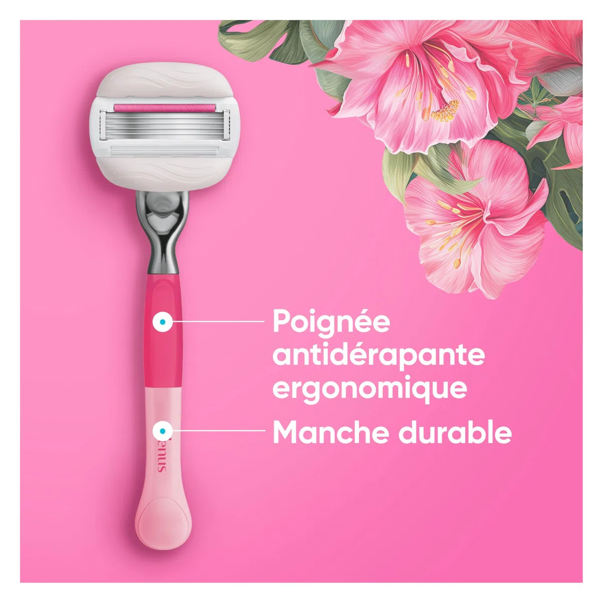 Gillette Venus Lames de Rasoir Femme, 6 Rechanges Pro ComfortGlide – Cartouche aux Barres Hydratantes 2-en-1 pour Mousser et Raser, Rechanges pour la Peau Sèche et Sensible, Parfum Grenade Tropicale