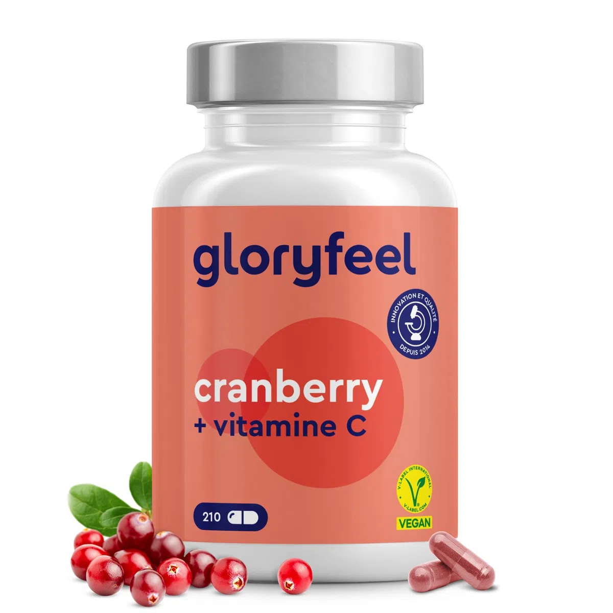 Extrait de Cranberry (25000 mg) avec Vitamine C (30 mg), Hautement Dosée avec 210 Capsules (Plus de 6 Mois), Extrait 25:1 de Canneberges Naturelles, Soutient le Système Immunitaire, 100% Végétalien