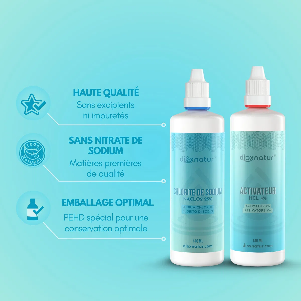 Kit de production de dioxyde de chlore 140ml - Non destiné à la consommation humaine (Direct)