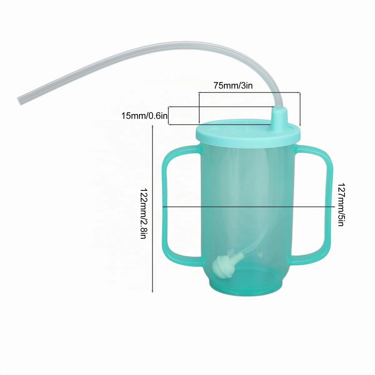 Fyearfly Gobelet De Convalescence pour Adulte, Gobelet d'alimentation De Convalescence Sûr, Résistant Aux Fuites, Résistant à la Chaleur, avec Paille étendue, pour Patients âgés, 350 ML
