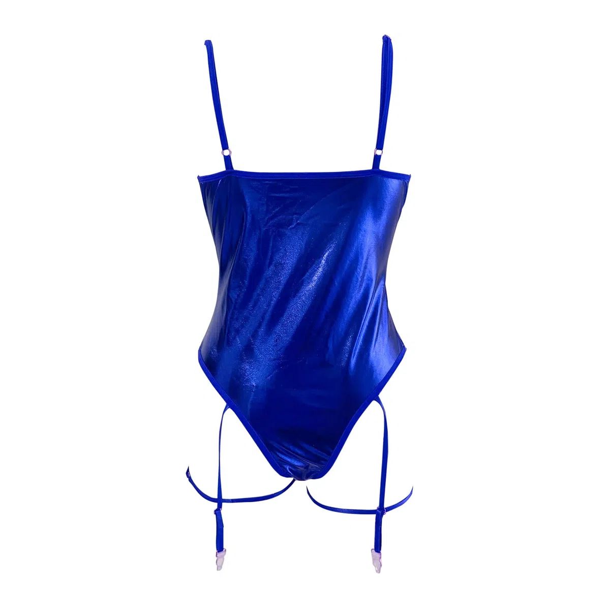 Lingerie pour Femmes 1 PC en Cuir Teddy Body Lingerie Sexy découpe Hors épaule jointe PU à Lacets jarretière Teddy Body avec 1 Paire Anneau de Jambe Coffret Lingerie