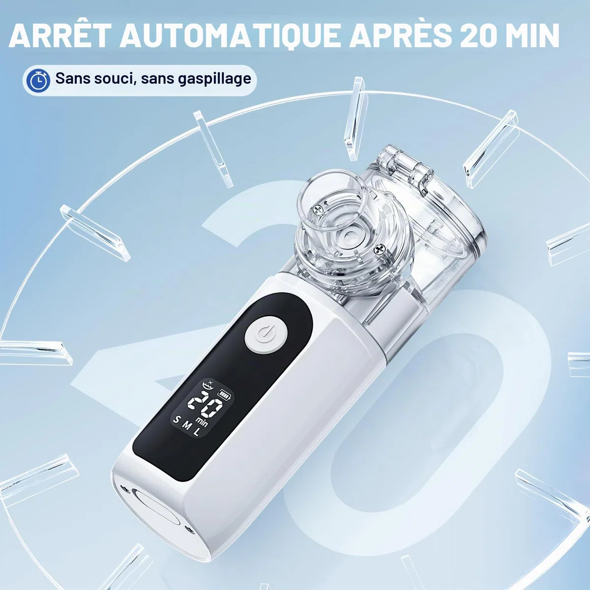 Portable Nébuliseur Aérosol Portable Pour Adulte Enfant bébé, Nebulisateur Affichage Numérique Silencieux, Portable Inhalateur Electrique Aérosol Pour La Maison et Le voyage (Blanc)
