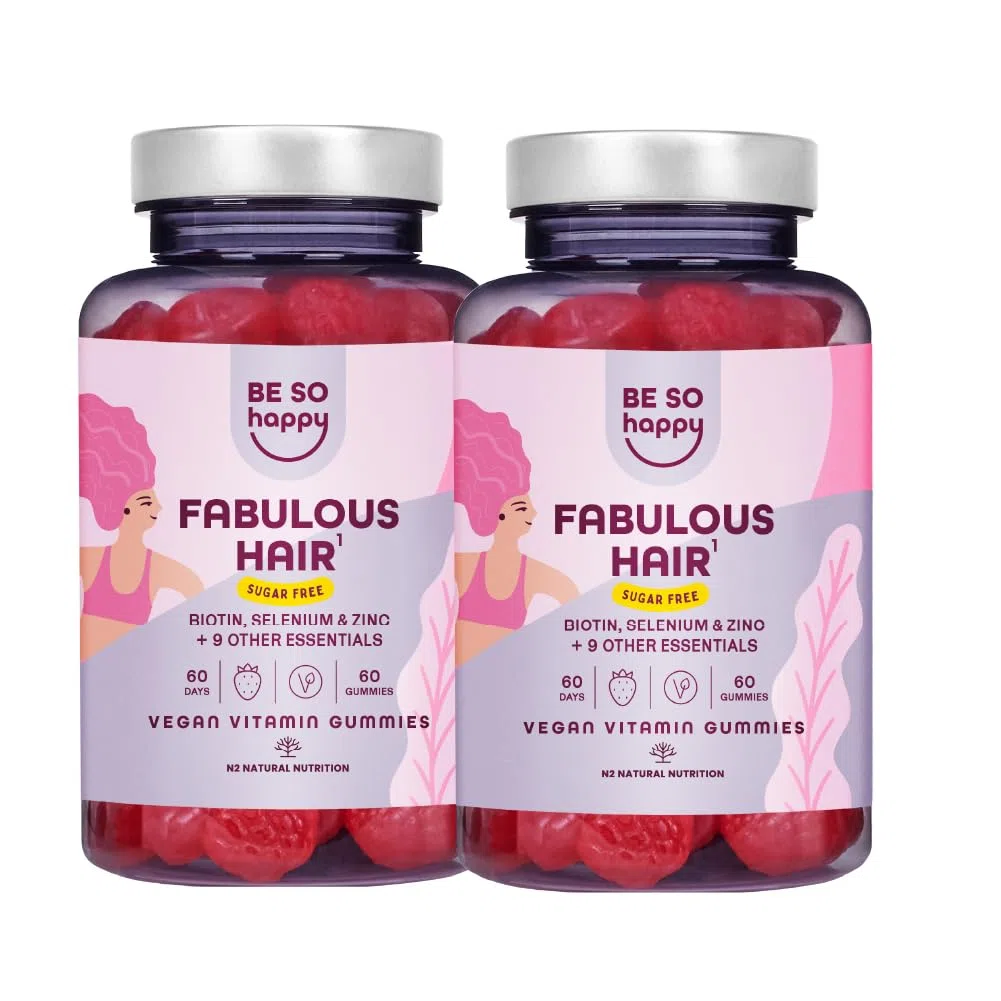 Biotine pour Cheveux | 6000 mcg | Avec Zinc, Sélénium et Vitamines A, B6, B12, C, D, E | Bonbons Goût de Fraise | Approvisionnement de 120 jours | Végétalien, sans Gluten et sans Lactose | BeSoHappy