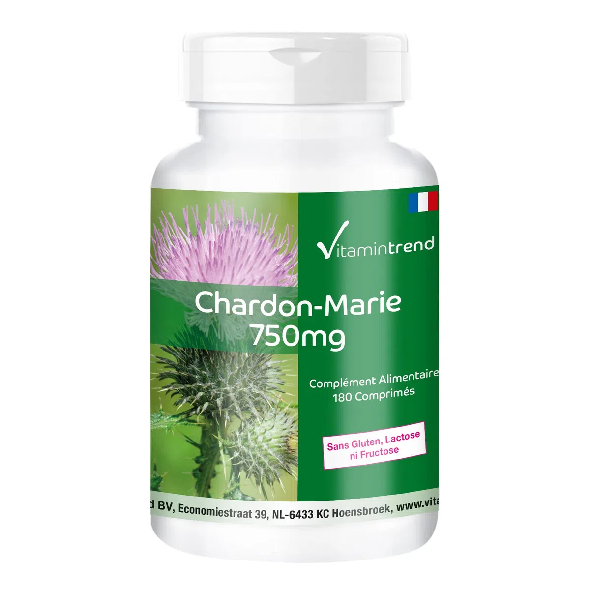 Vitamintrend Extrait de chardon-marie 750 mg, 180 comprimés, hautement dosé, complément alimentaire végan sans stéarate de magnésium, fabriqué en Allemagne