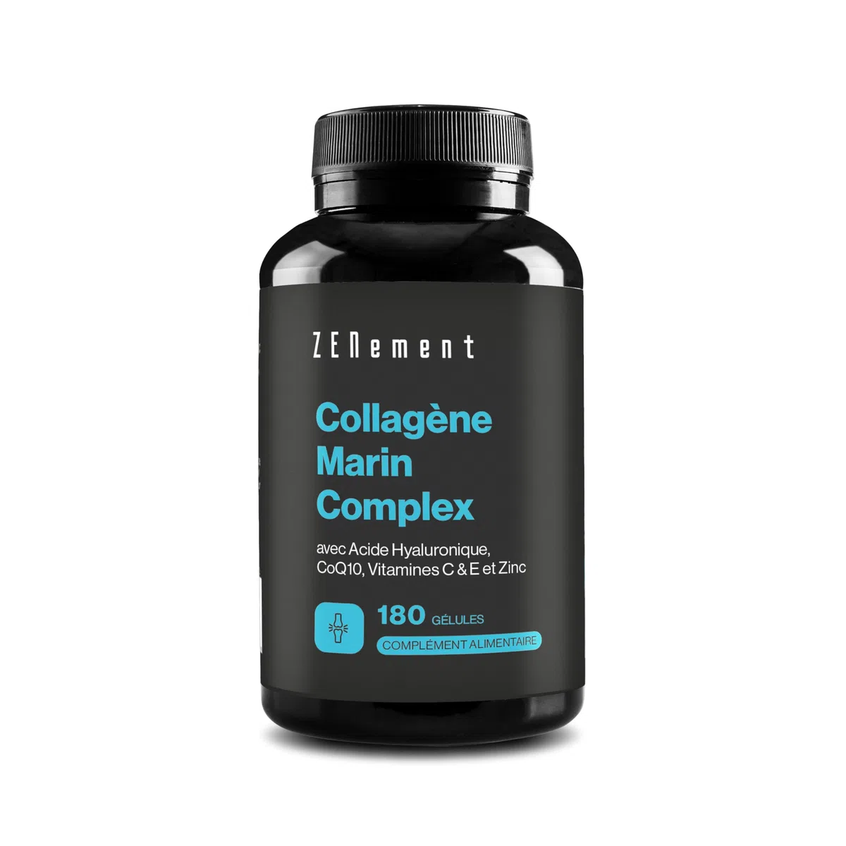 Complexe de Collagène Marin, avec Acide Hyaluronique, CoQ10, Vitamines C & E et Zinc, 180 Gélules | Supplément Articulations, Peau et Os | sans conservateur | Zenement