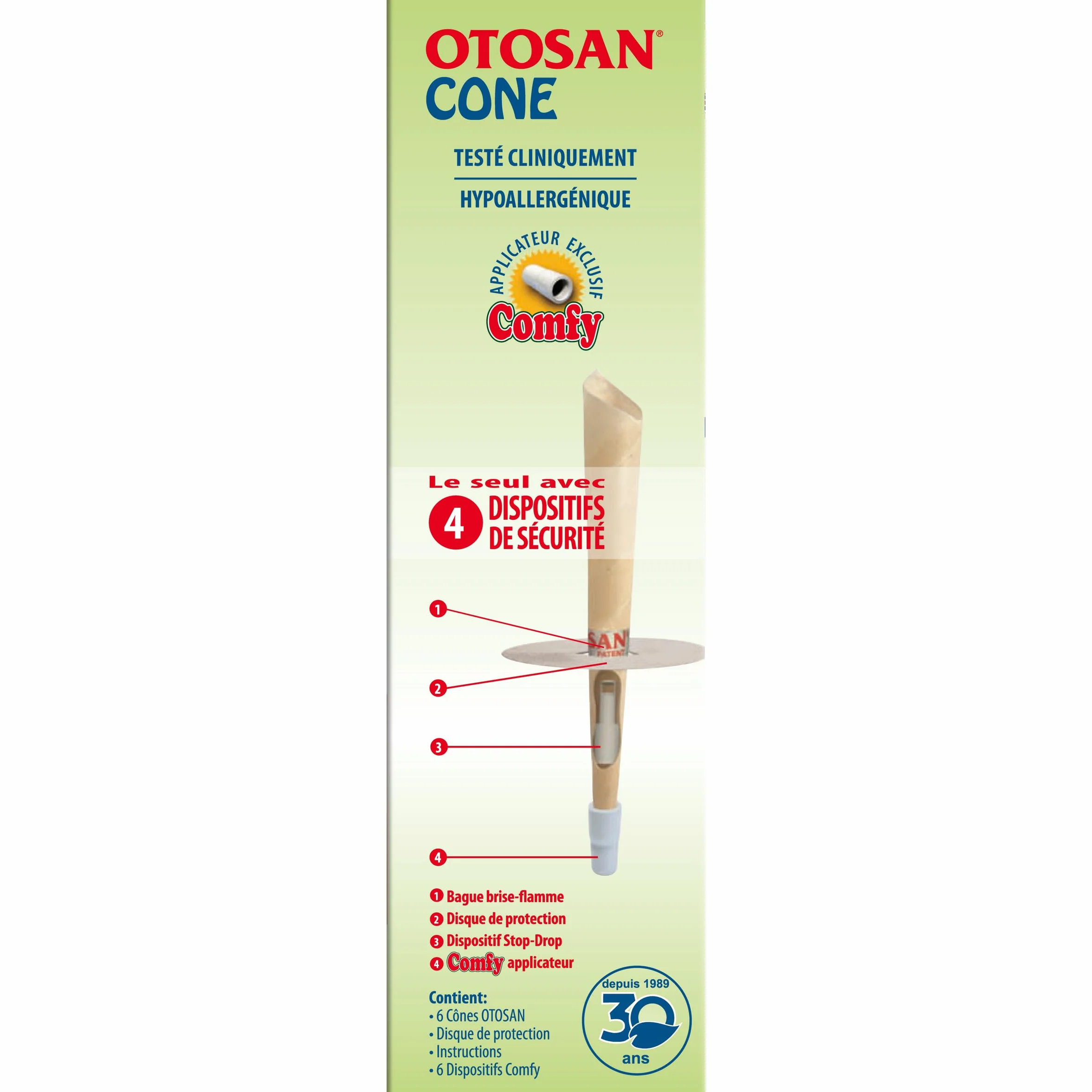 Otosan Bougie Auriculaire – Pour l'Hygiène de l'Oreille, Elimine le Cérumen – Cire d'Abeille et Propolis – Confortable, Sûr Avec Applicateur Comfy – Dispositif Médical Certifié CE – 6 Bougies
