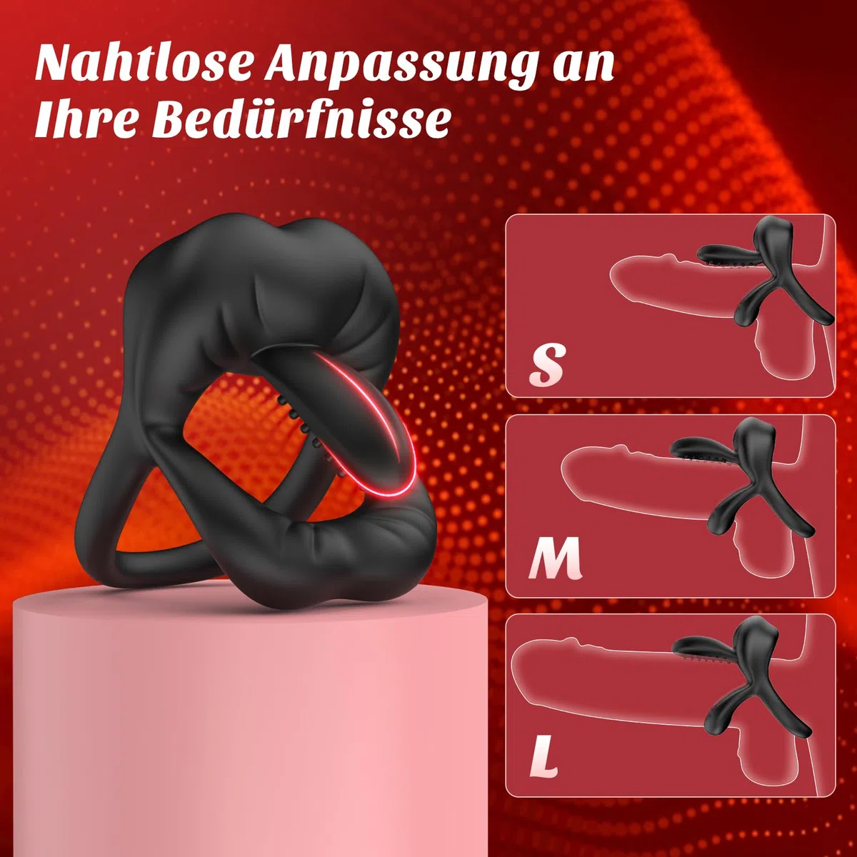 Double Anneau Penien - Anneau Homme Sex Toýs Homme, Anneau Vibrant Pénis Clitoridienne avec Vibromasseur à Langue Reglable, Cockring Sextoy Jouet Sexualité Couple avec Le Stimulateur du Périnée