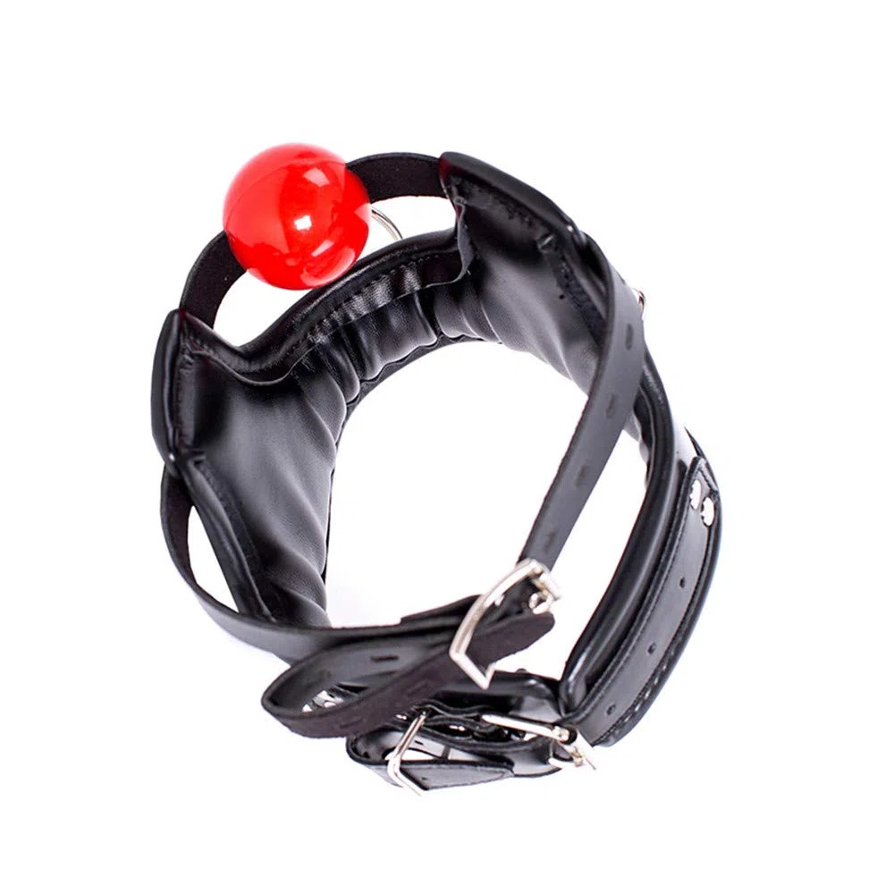 MFMYEE Harnais de bondage avec bâillon à billes en silicone Fetish SM collier en cuir de bondage professionnel corset de cou rembourré