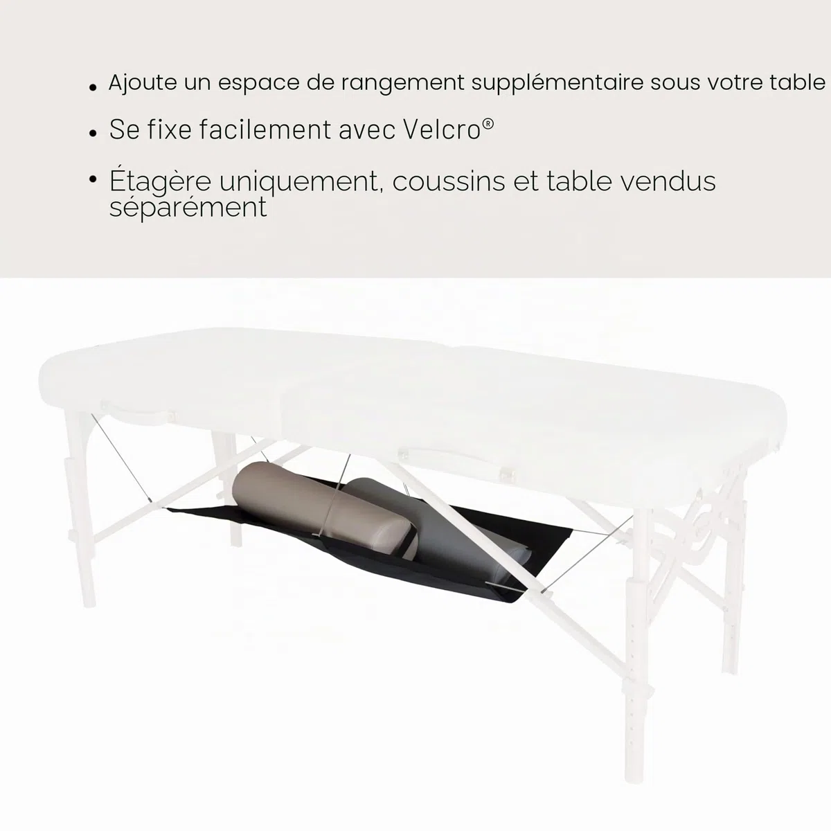 EARTHLITE Étagere de table de massage - compartiment de rangement pour vos traversins, draps et accessoires (table de massage n’est pas inclus)