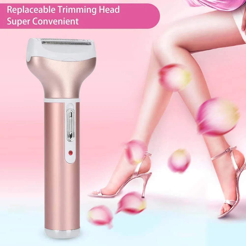 Rasoirs électriques pour Femmes, Rasoir électrique 4 en 1 pour Femmes, Tondeuse Bikini pour Femmes avec Têtes Rotatives pour Usage Facial et Nasal (Or Rose)