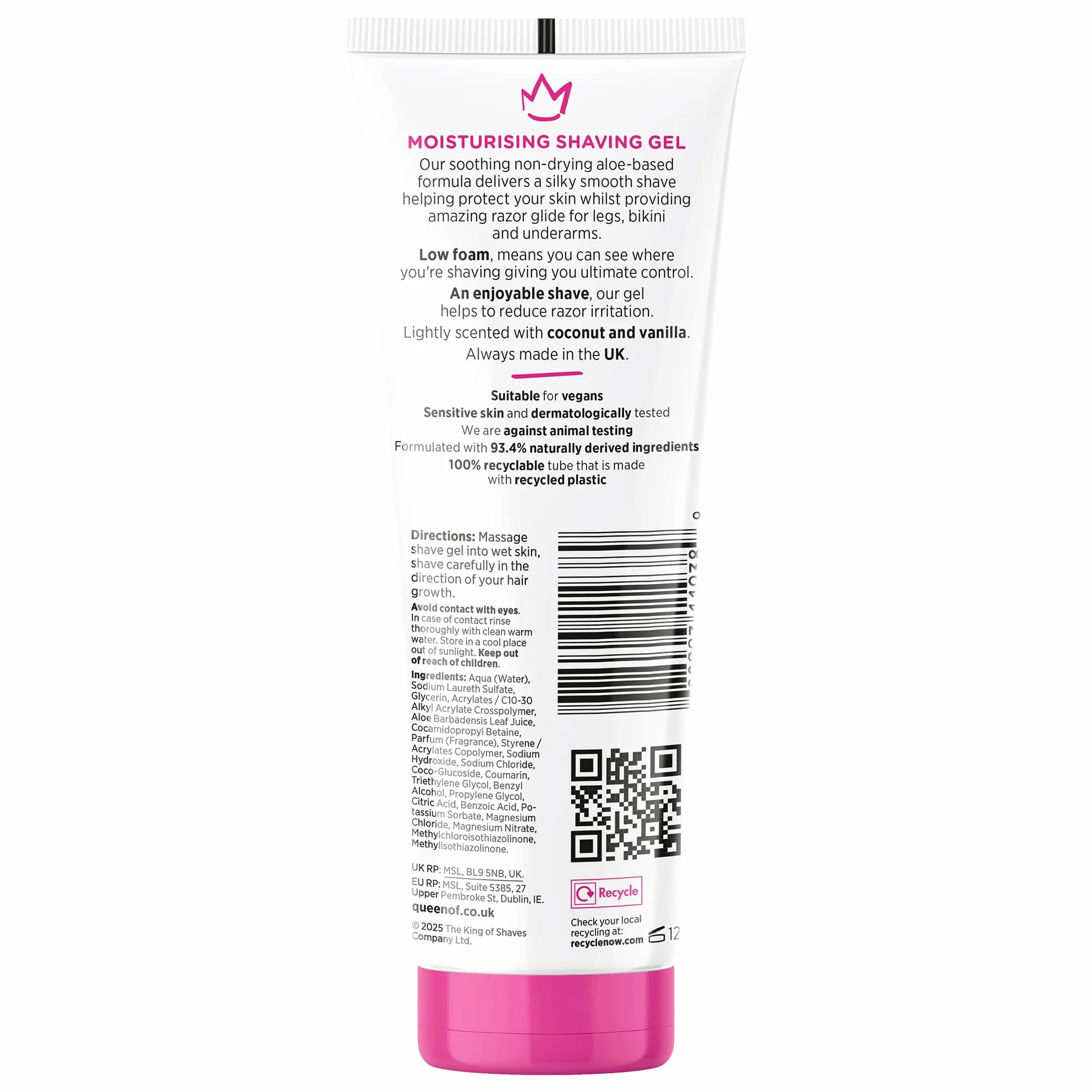Queen of Ooh la la! Duo Gel de Rasage pour Femmes, Peau Sensible, Crème Hydratante, 4 x 150ml, Coco & Vanille, Vegan